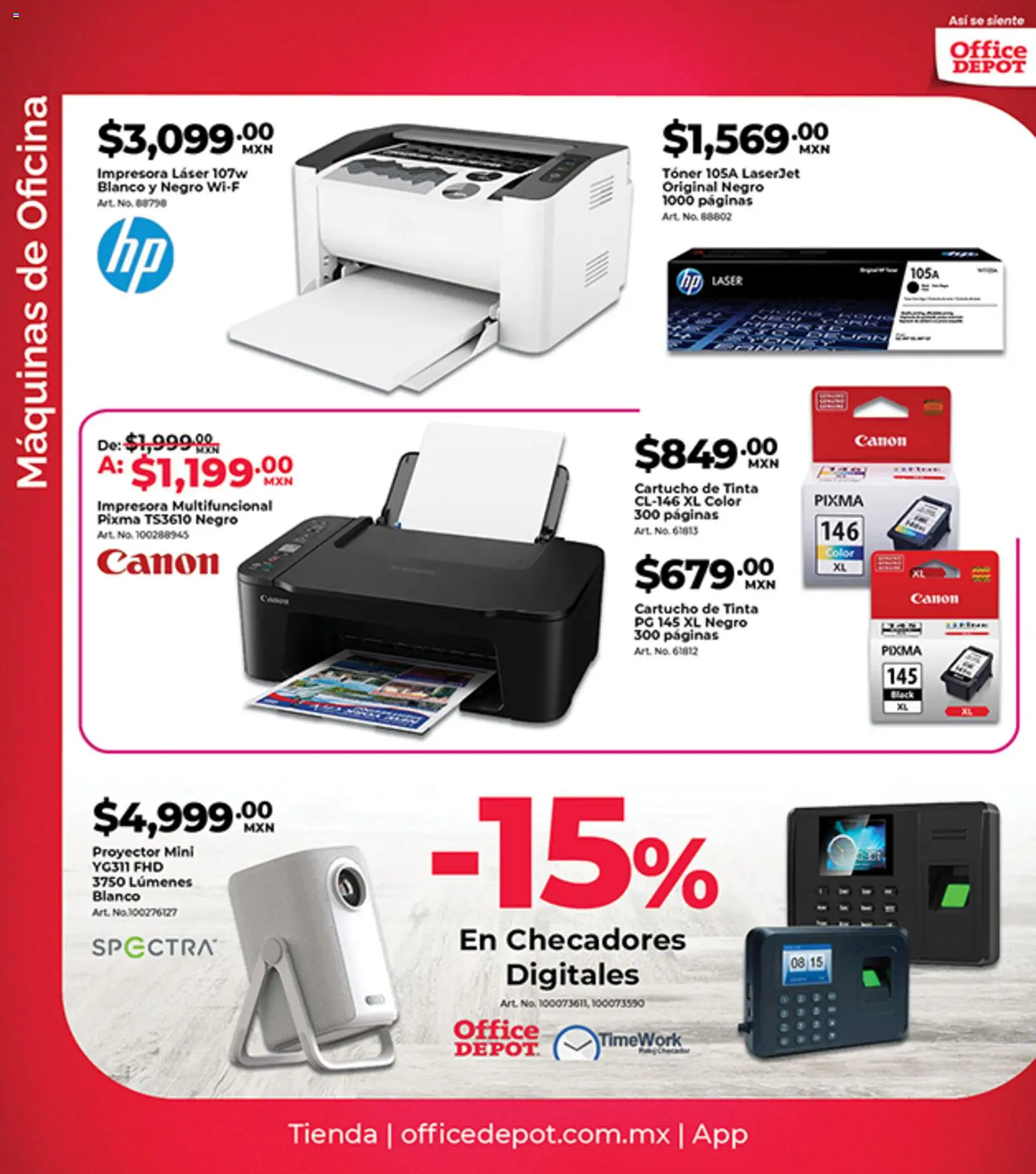 Vista previa las ofertas de la tienda Office Depot - Office Depot catálogo desde el 01/04/2026 - Impresora, Proyector, Toner
