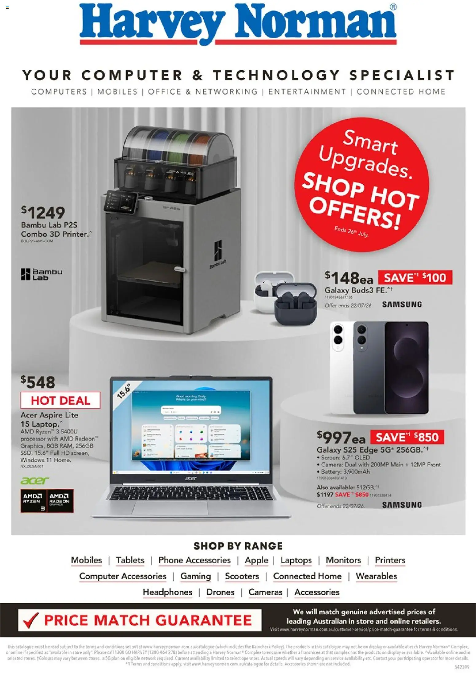 Preview of catalogue Harvey Norman Computers Shop Hot Offers Digital Catalogue from shop Harvey Norman valid 09/07/2026 - Battery, Accessories, Phone, Computer, Camera, Headphones, Screen, Tablets