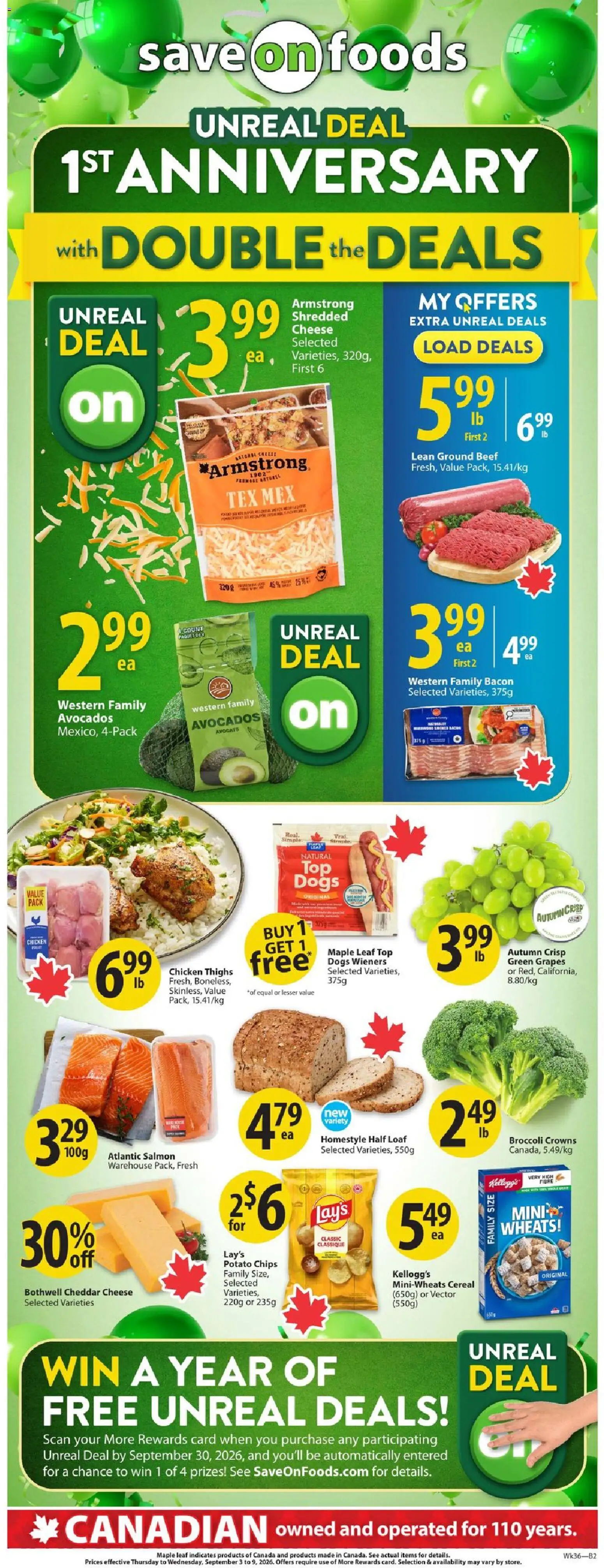 Preview of leaflet Save on foods weekly flyer / circulaire from shop Save on foods is valid from Sep 03, 2026