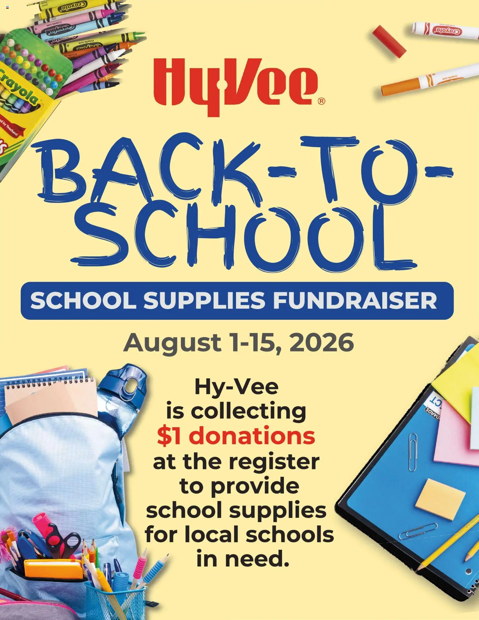 Ad Preview of HyVee HyVee School Supplies Fundraiser from 08/01/2026