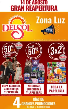 Vista previa las ofertas de la tienda Del Sol y Woolworth - Del Sol y Woolworth catálogo 4 Días de Grandes Promociones desde el 14/08/2026 