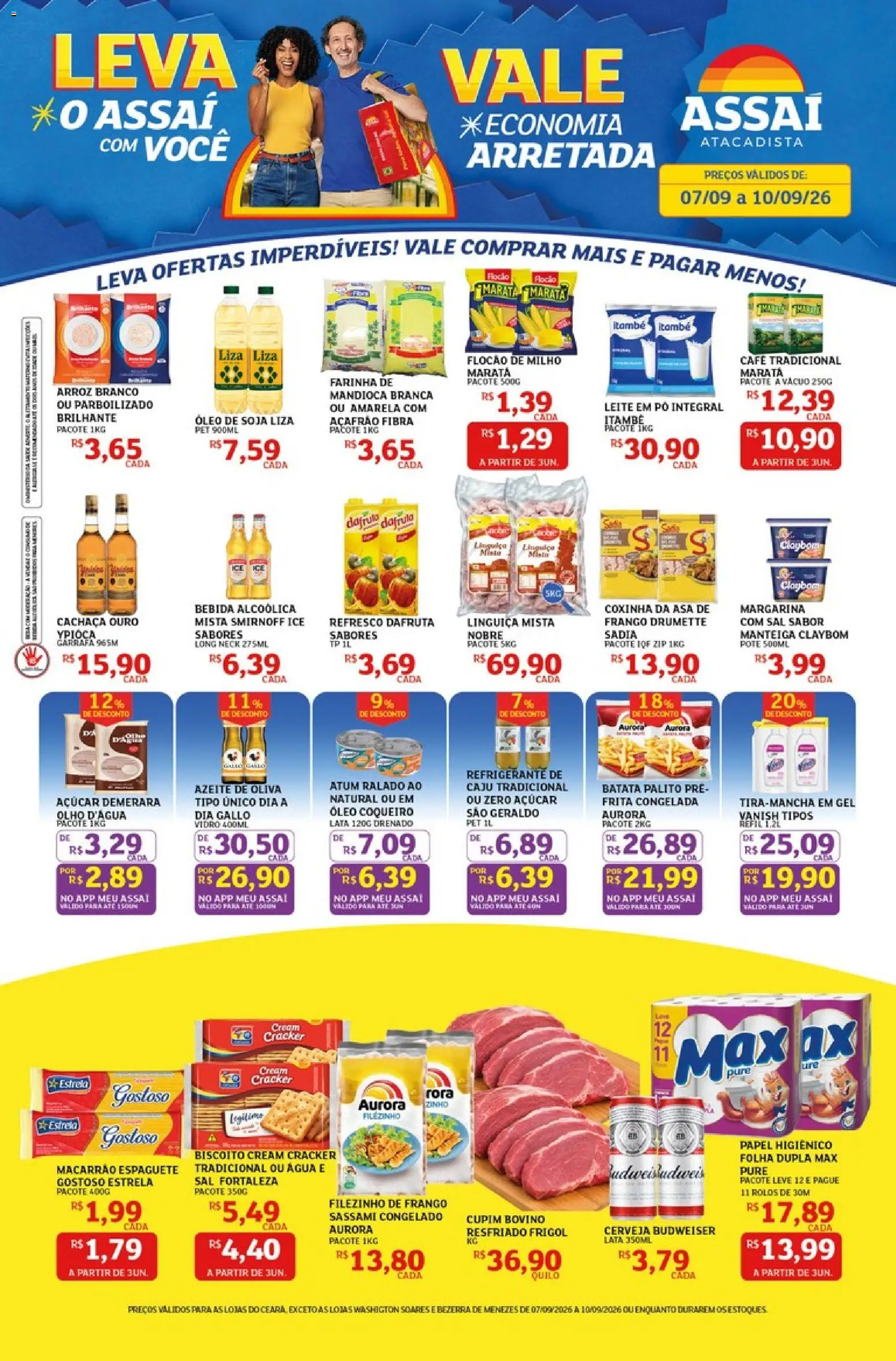 Pré-Visualização do folheto "Assaí Atacadista ofertas - CE" da loja Assaí Atacadista válido a partir de 07/09/2026 - Café, Caju, Leite, Soja, Milho, Mandioca, Papel higiênico, Margarina