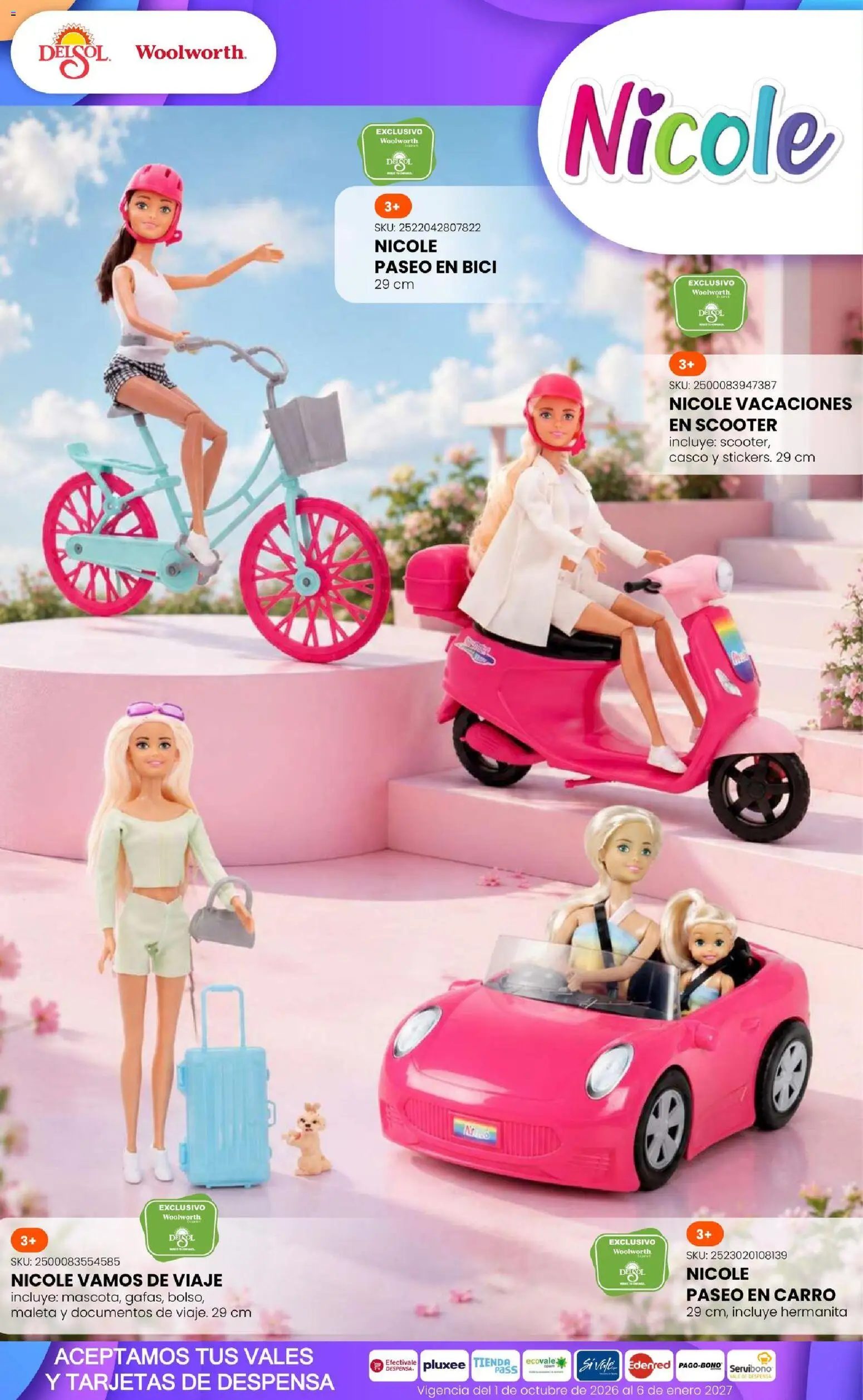 Vista previa las ofertas de la tienda Del Sol y Woolworth - Del Sol y Woolworth catálogo El Castillo del Juguete desde el 01/10/2026 - Maleta, Scooter, Despensa