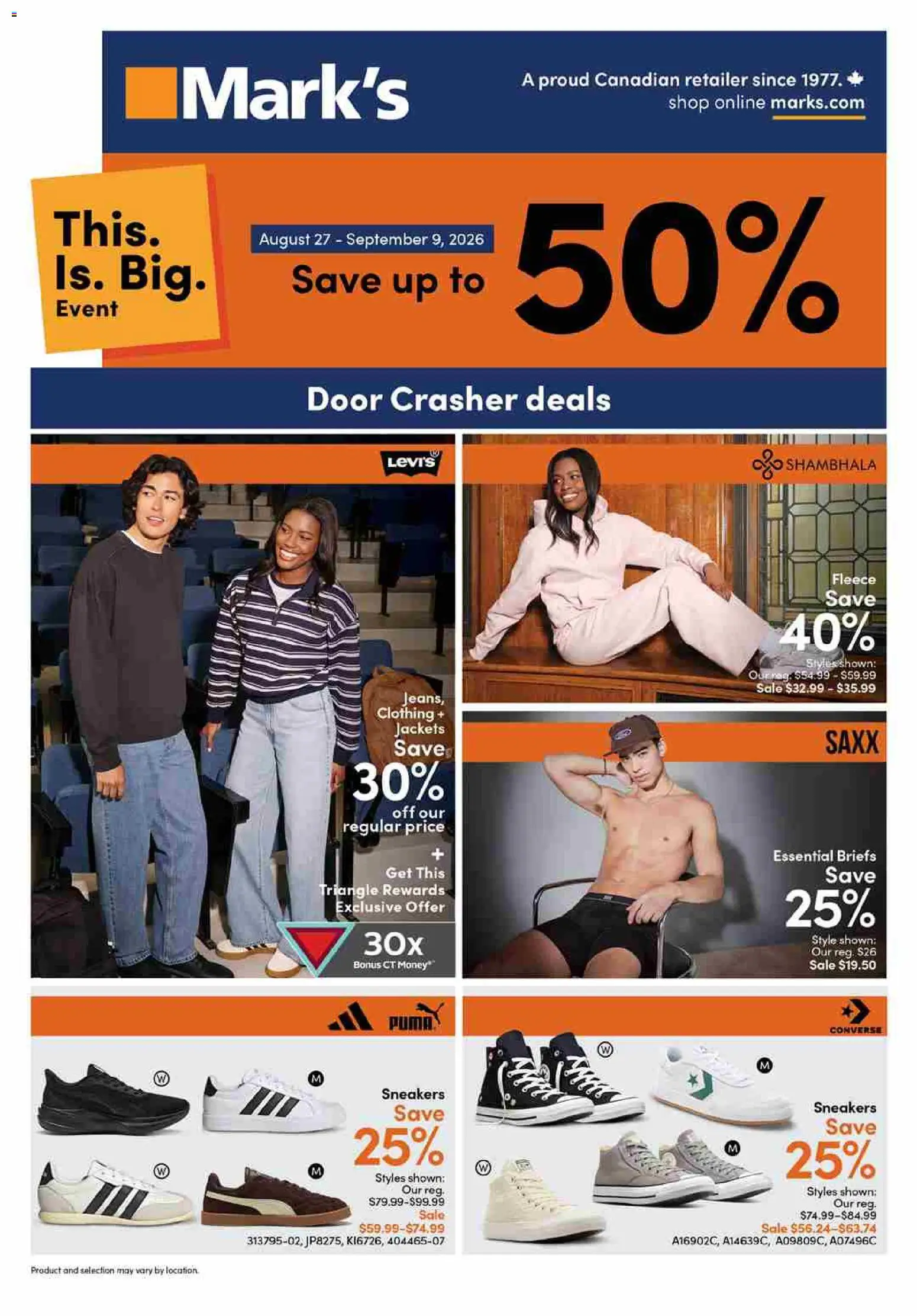 Preview of leaflet Mark's weekly flyer / circulaire from shop Mark's is valid from Aug 27, 2026