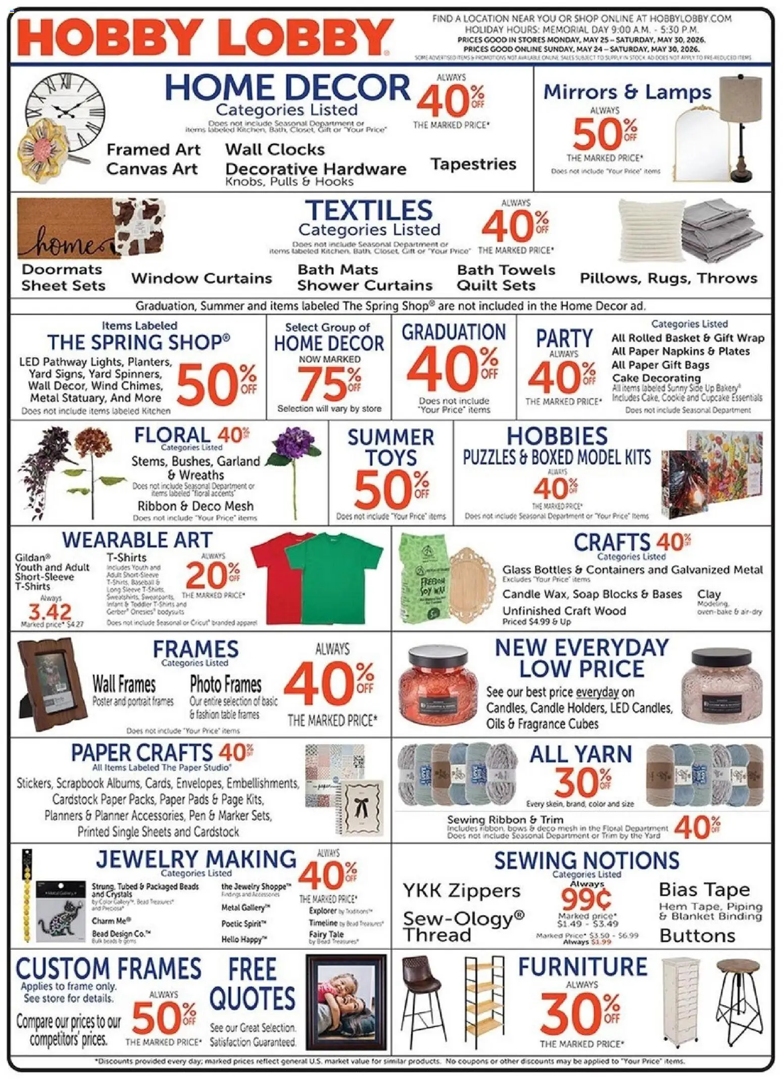 Ad Preview of Hobby Lobby Hobby Lobby Weekly Ad from 05/24/2026