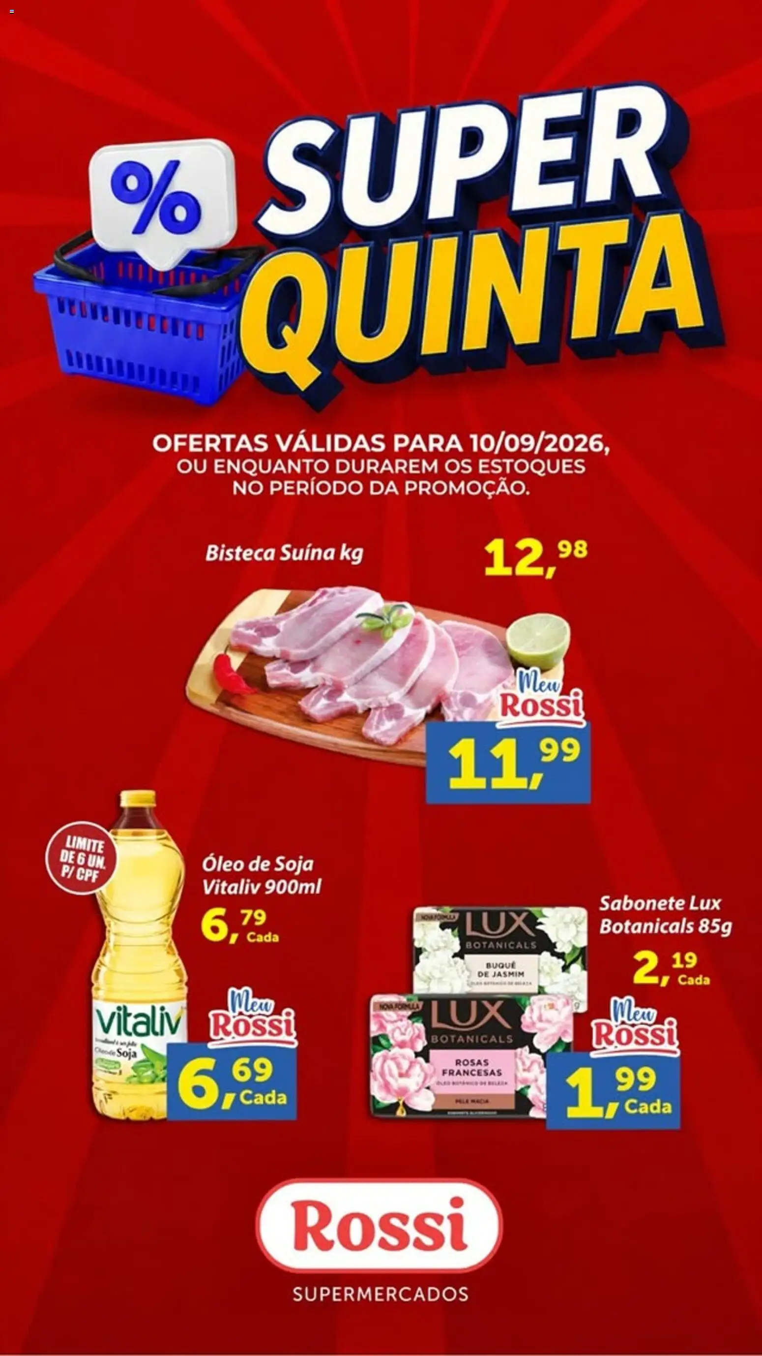 Pré-Visualização do folheto "Rossi Supermercados ofertas do Dia" da loja Rossi Supermercados válido a partir de 10/09/2026