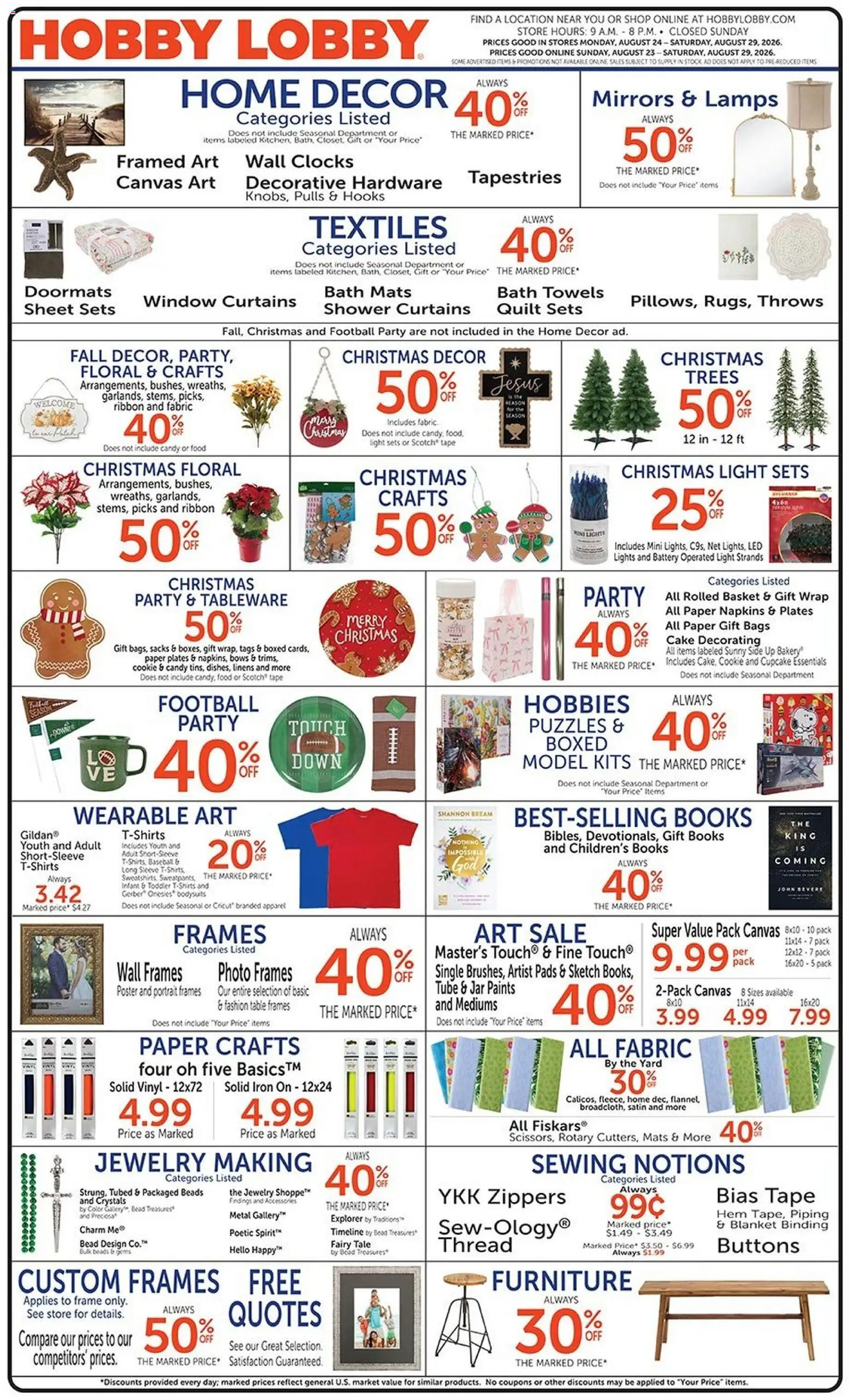 Ad Preview of Hobby Lobby Hobby Lobby Weekly Ad from 08/23/2026