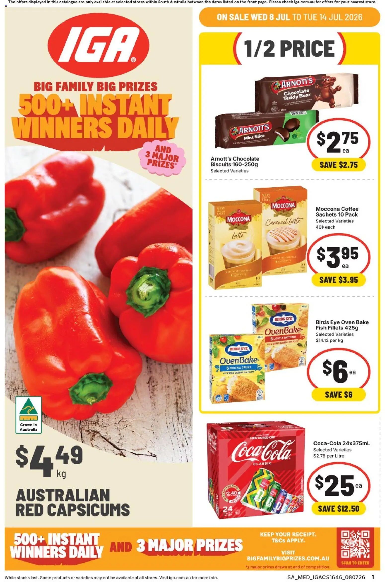 Preview of catalogue IGA catalogue SA from shop IGA valid 08/07/2026 - Coffee, Chocolate, Fish, Sachets, Biscuits, Moccona, Oven