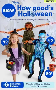 Preview of catalogue Big W Catalogue Halloween from shop Big W valid 01/10/2026