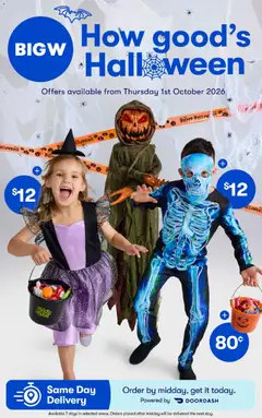 Preview of catalogue Big W Catalogue Halloween from shop Big W valid 01/10/2026