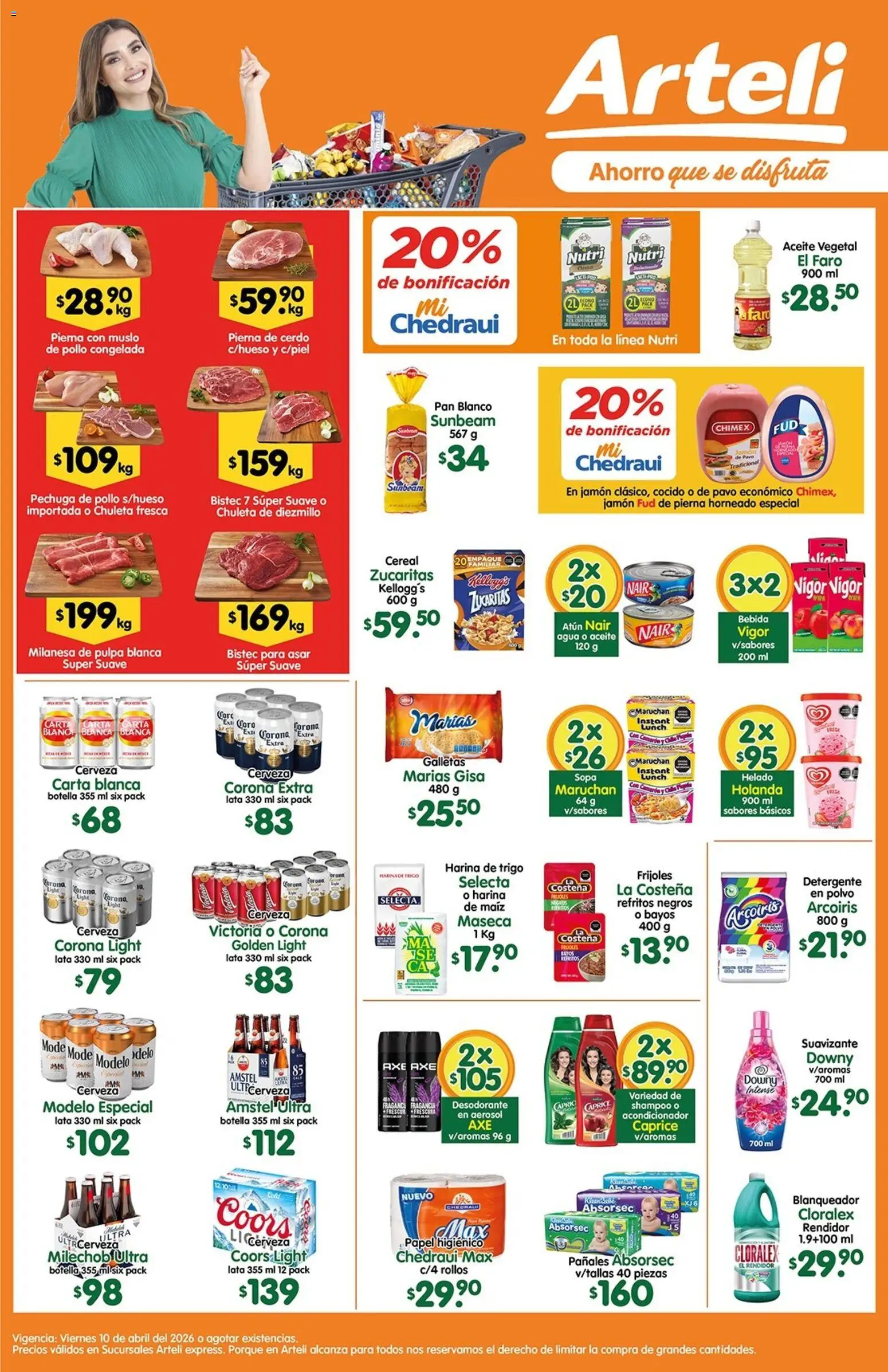 Vista previa las ofertas de la tienda Arteli - Arteli folleto Express desde el 10/04/2026 - Pan, Helado, Shampoo, Maíz, Frijoles, Papel higiénico, Cerdo, Botella