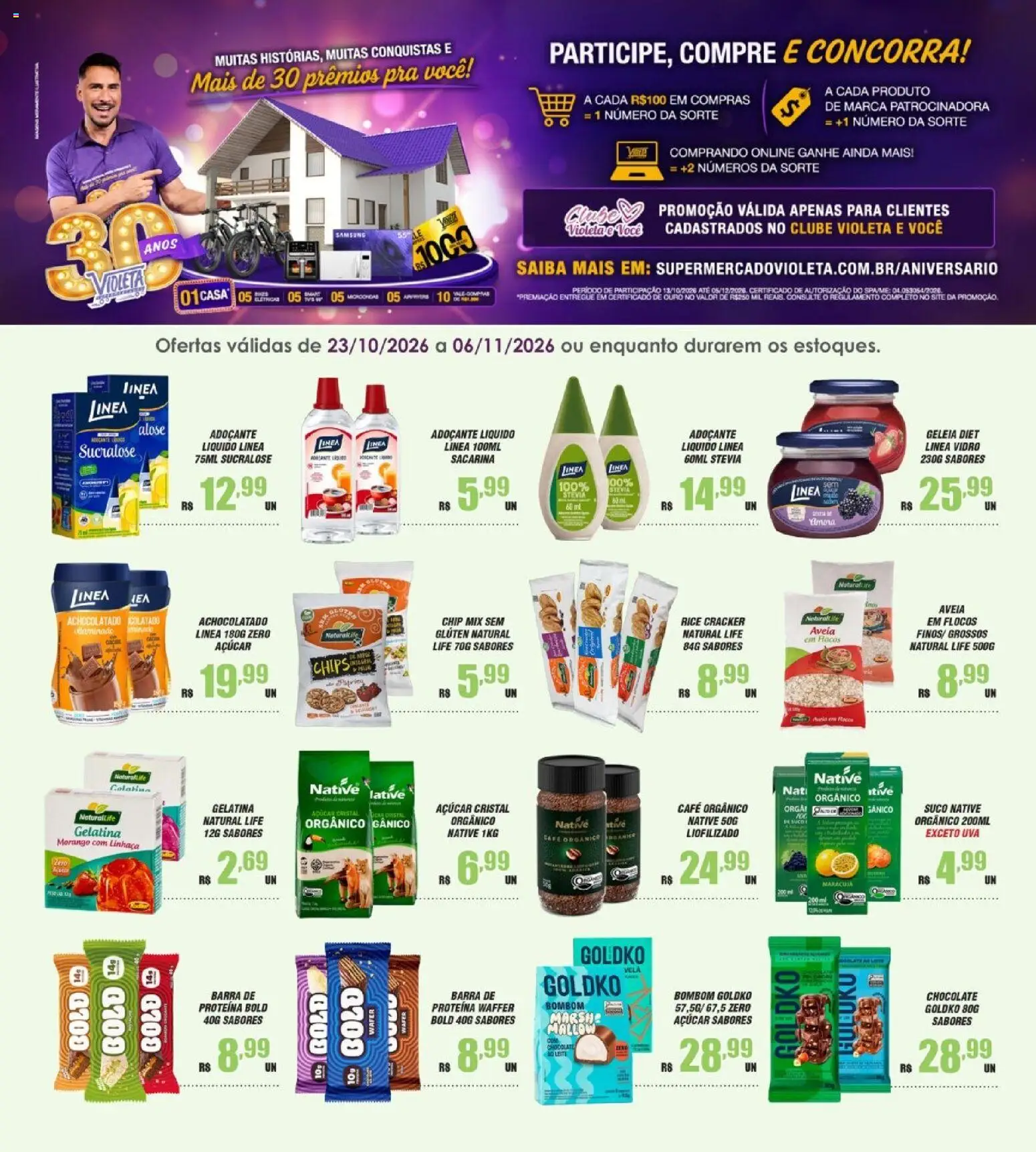 Pré-Visualização do folheto "Violeta Supermercados ofertas Saudáveis" da loja Violeta Supermercados válido a partir de 23/10/2026