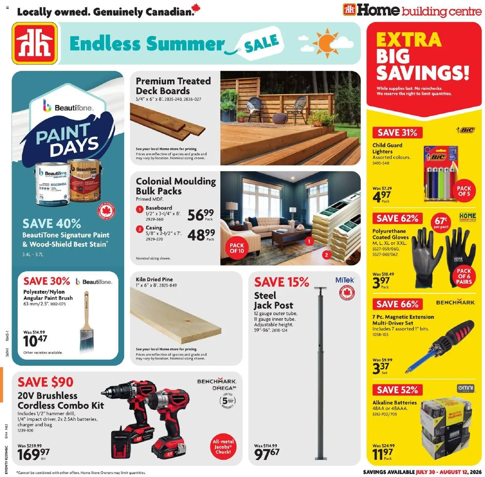 Preview of leaflet Home Hardware flyer - NL from shop Home Hardware is valid from Jul 30, 2026 - Batteries, Gloves, Brush