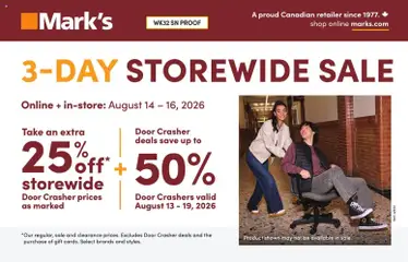Preview of leaflet Mark's weekly flyer / circulaire from shop Mark's is valid from Aug 13, 2026