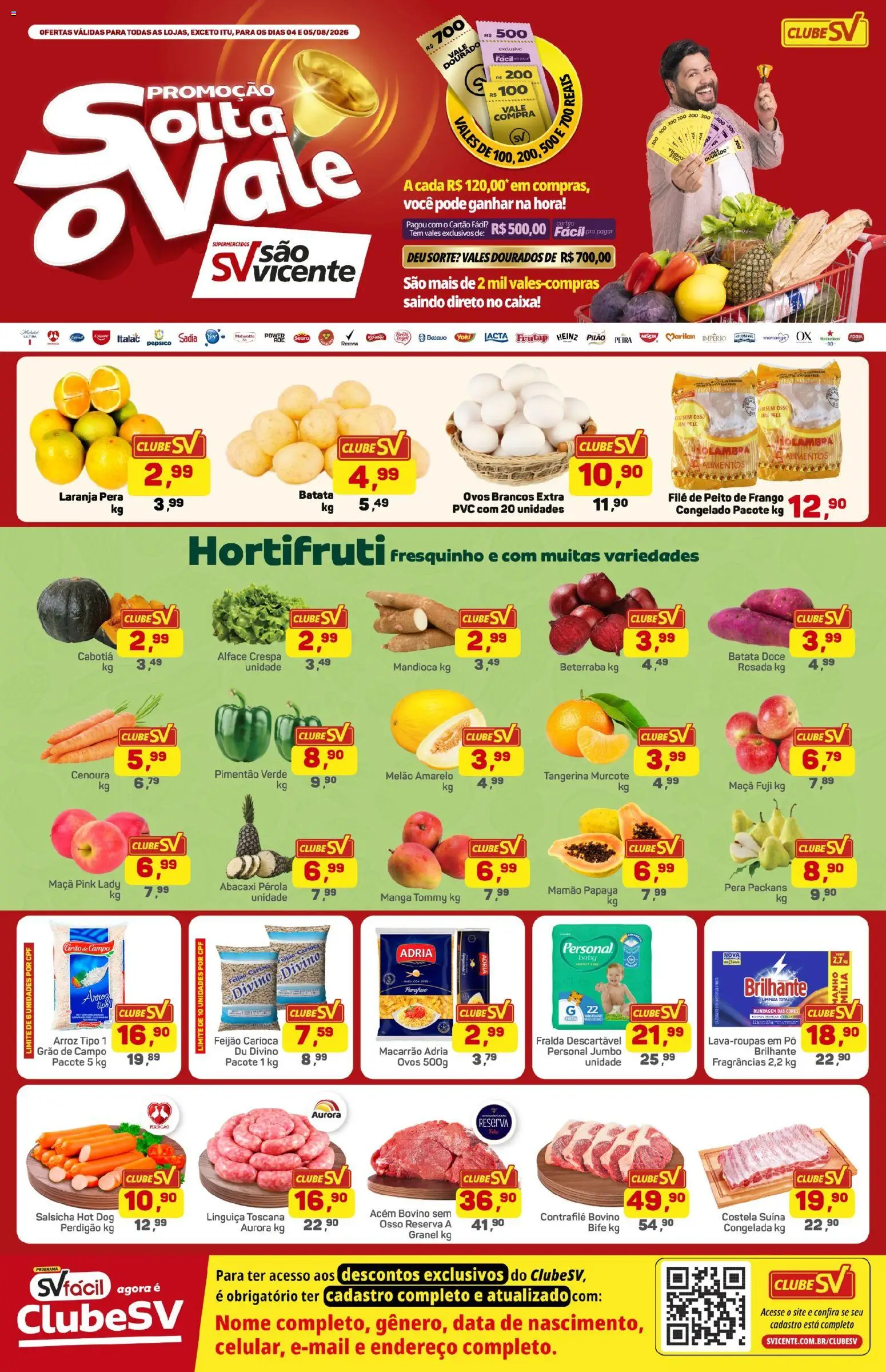 Ofertas Supermercados São Vicente até 05/08/2026.