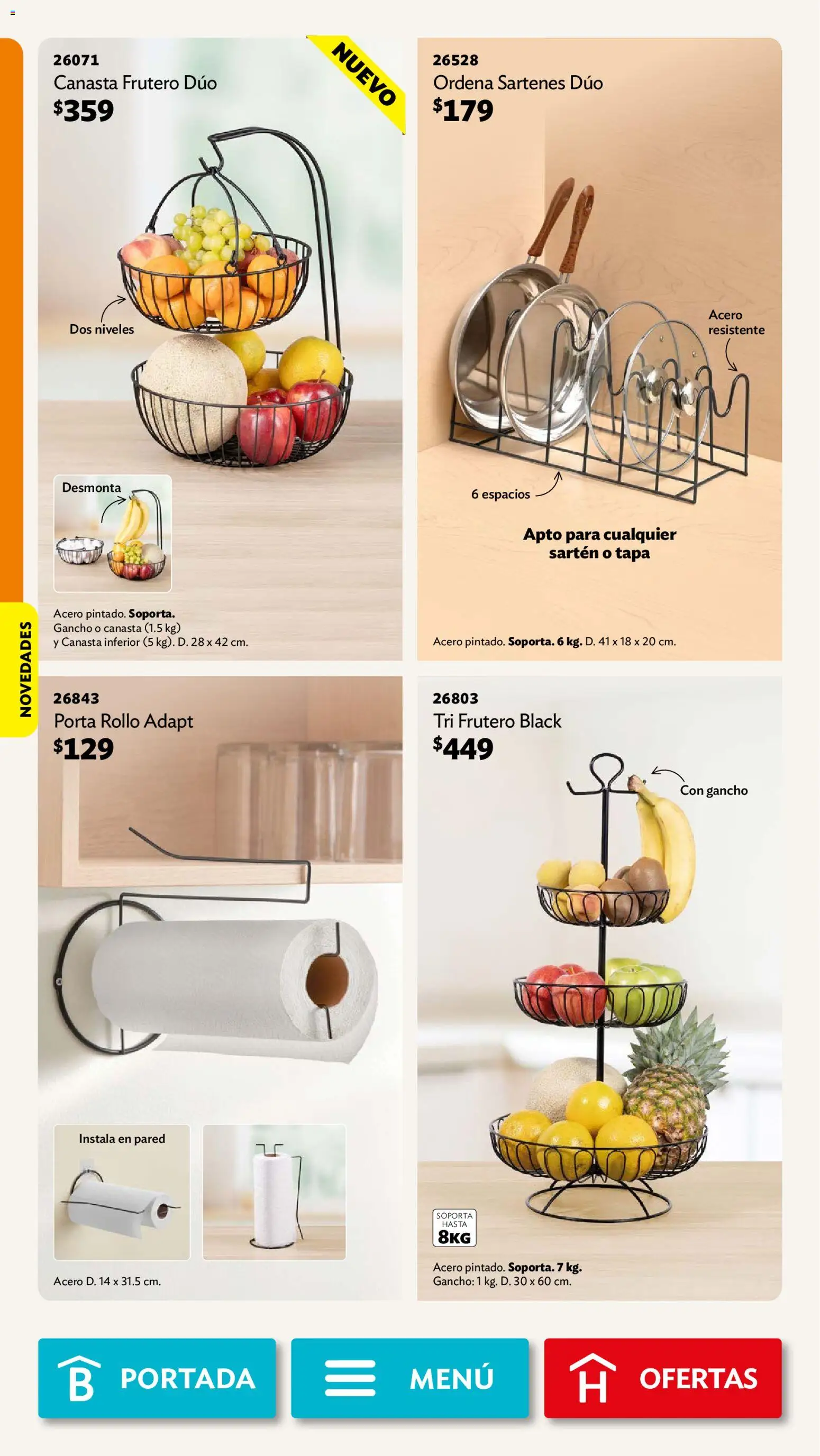 Vista previa las ofertas de la tienda Betterware - Betterware campaña 10 2026 desde el 28/09/2026 - Sartén, Canasta, Frutero, Porta rollo