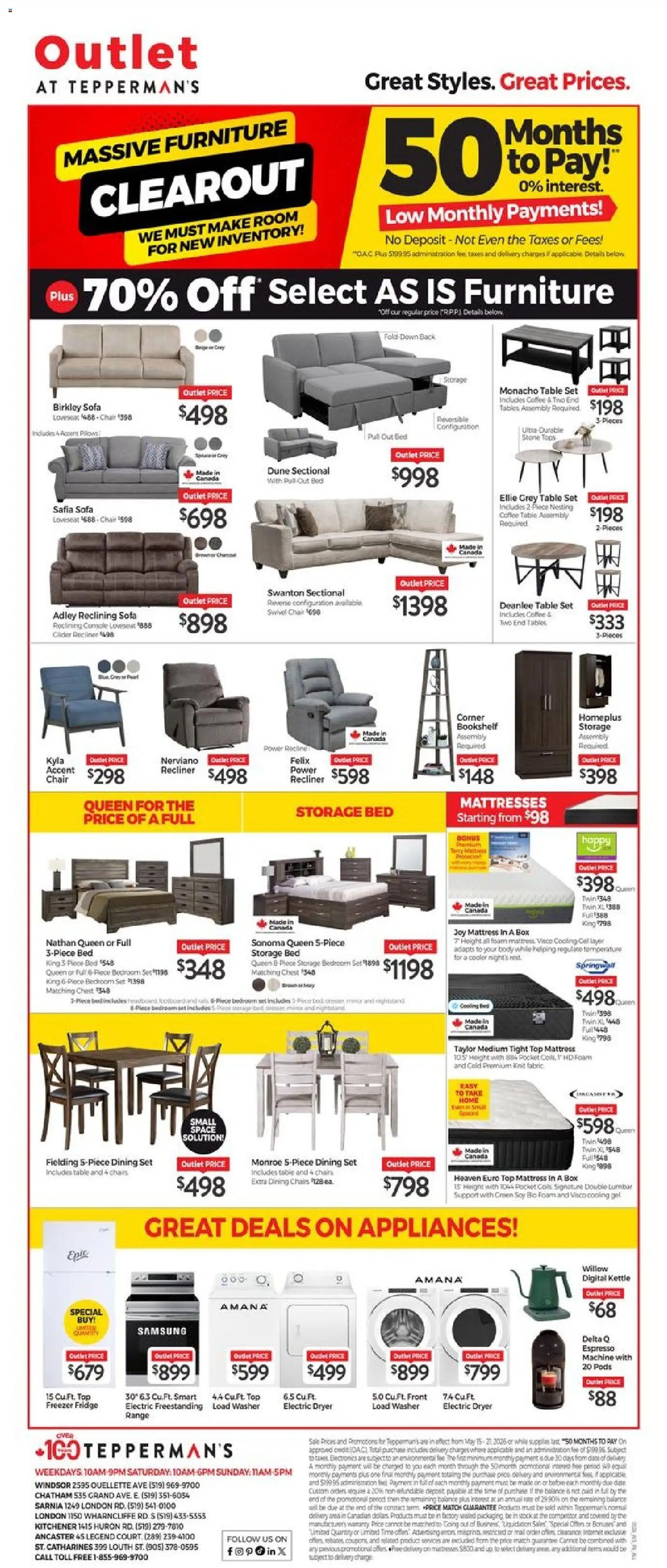Preview of leaflet Tepperman's outlet from shop Tepperman's is valid from May 15, 2026