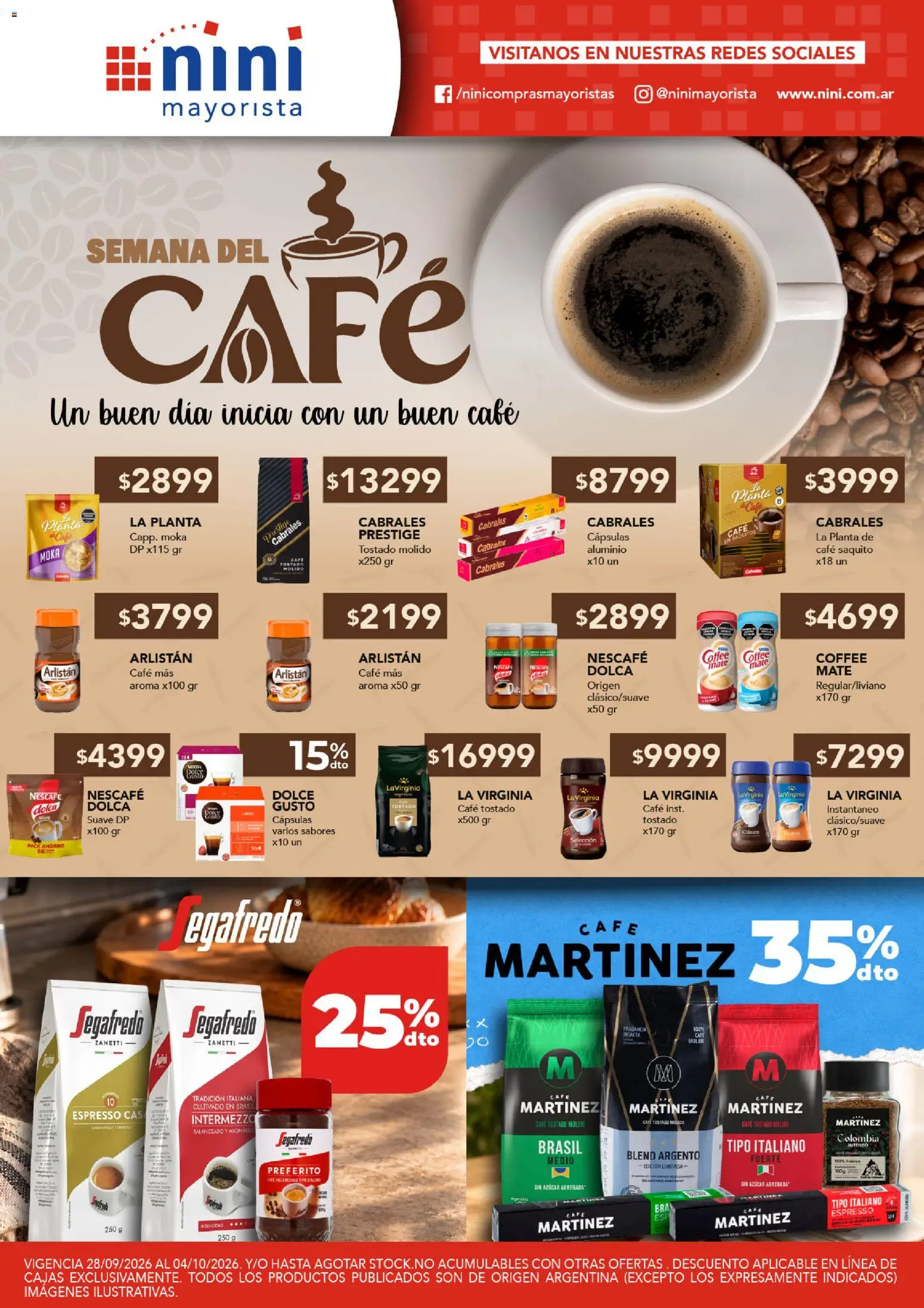 Vista previa del folleto de la tienda NINI Mayorista válido desde el 28/09/2026 - Café, Mate, Azucar, Planta, Cápsulas