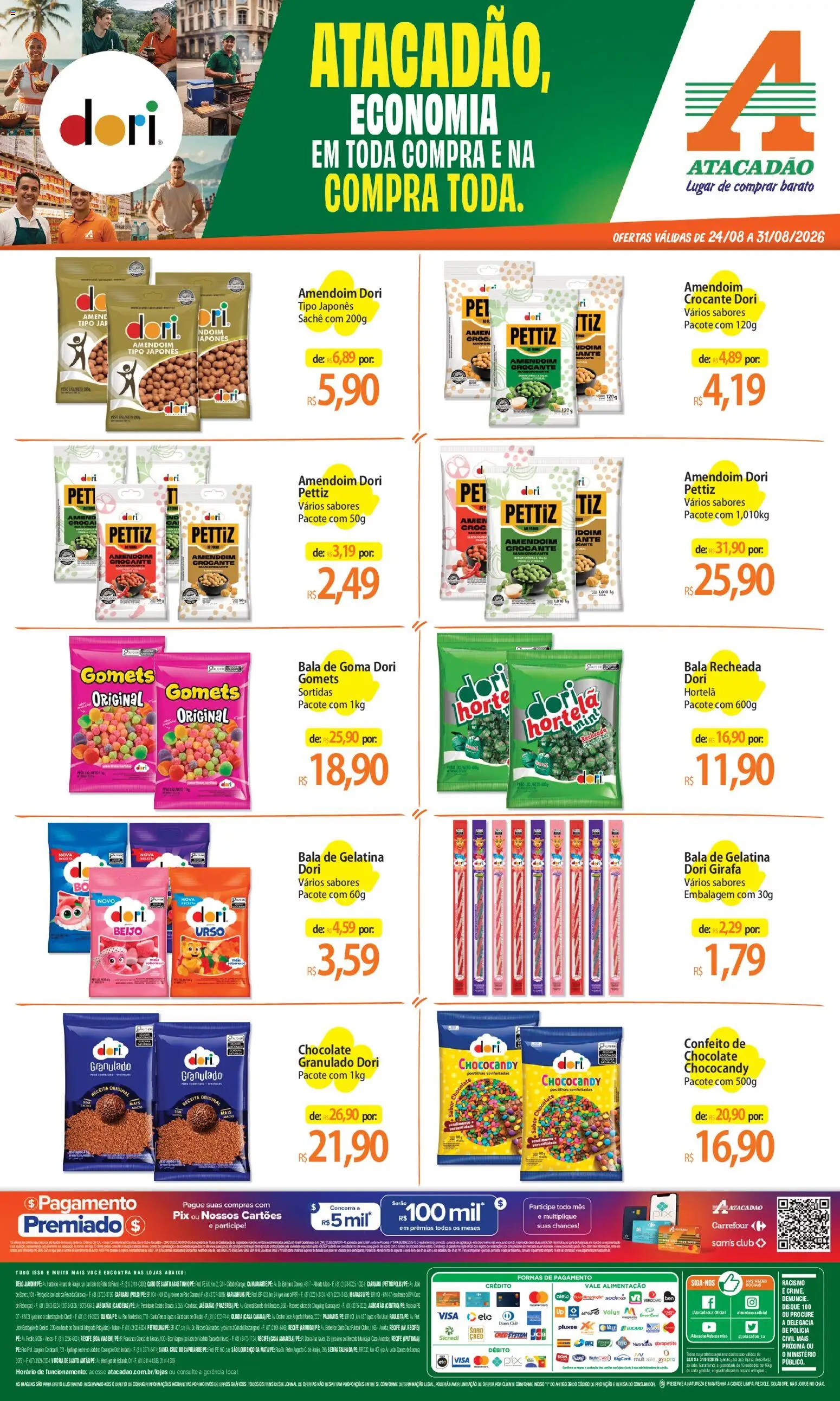 Pré-Visualização do folheto "Atacadão ofertas - PE" da loja Atacadão válido a partir de 24/08/2026 - Chocolate, Amendoim, Canela, Piso, Pia, Gelatina, Bala, Cabo
