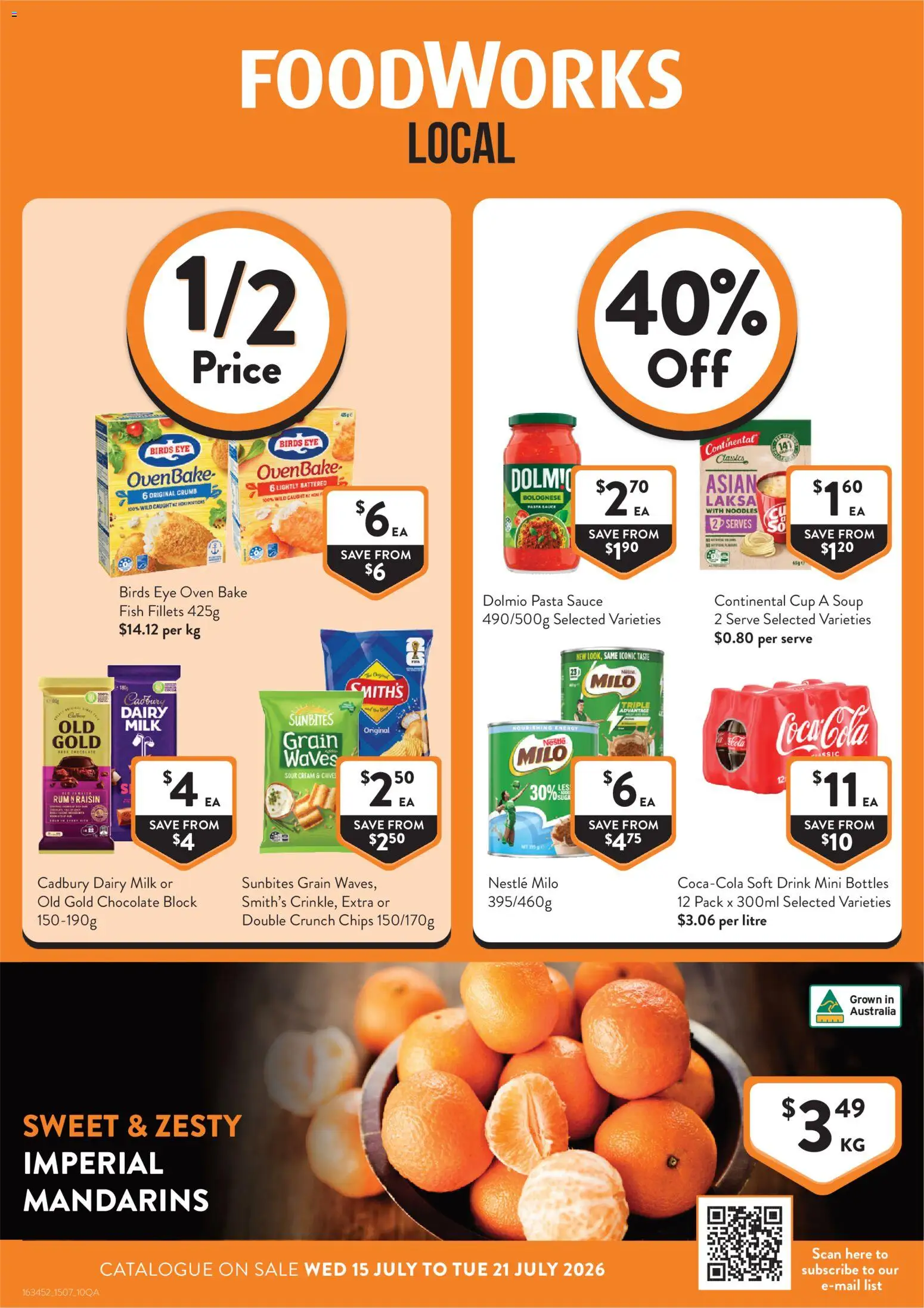 Preview of catalogue Foodworks catalogue QLD from shop Foodworks valid 15/07/2026 - Dairy, Fish, Noodles, Sour cream, Coca Cola, Pasta, Mandarins, Cream