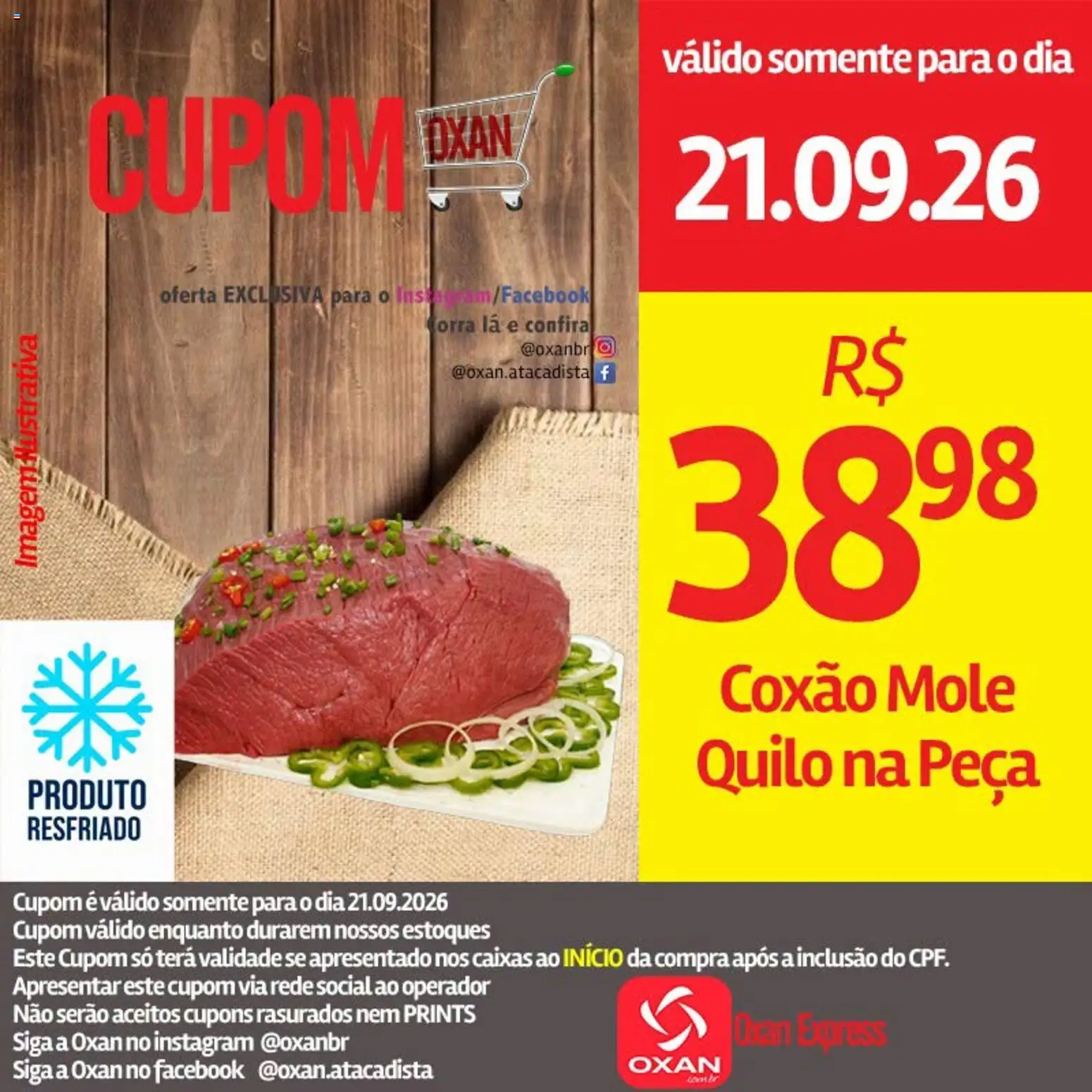 Pré-Visualização do folheto "Oxan Atacadista - Ofertas da semana" da loja Oxan Atacadista válido a partir de 21/09/2026 - Coxão mole