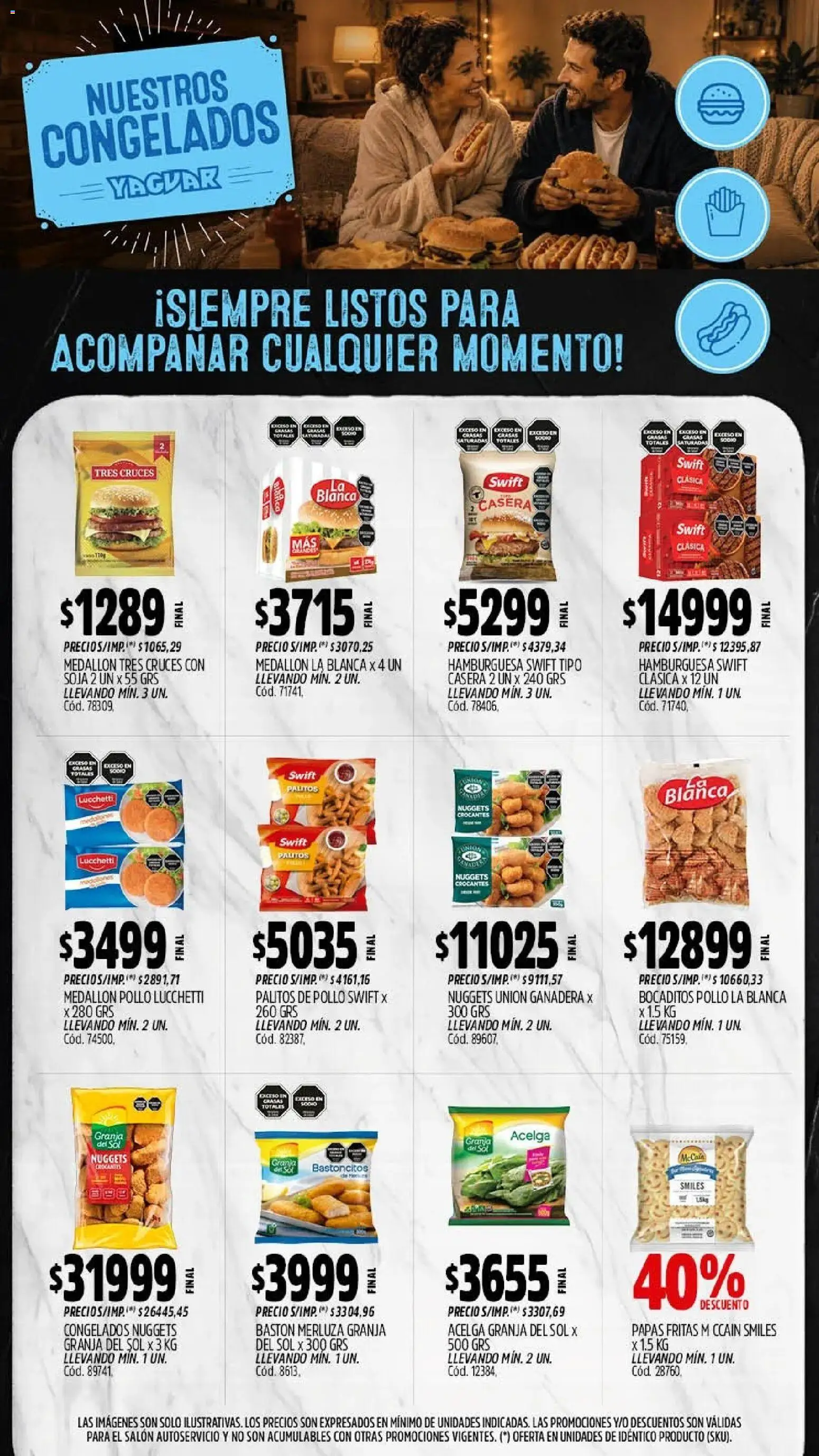 Vista previa del folleto de la tienda Yaguar válido desde el 28/09/2026 - Hamburguesa, Papas, Pollo, Papas fritas, Acelga