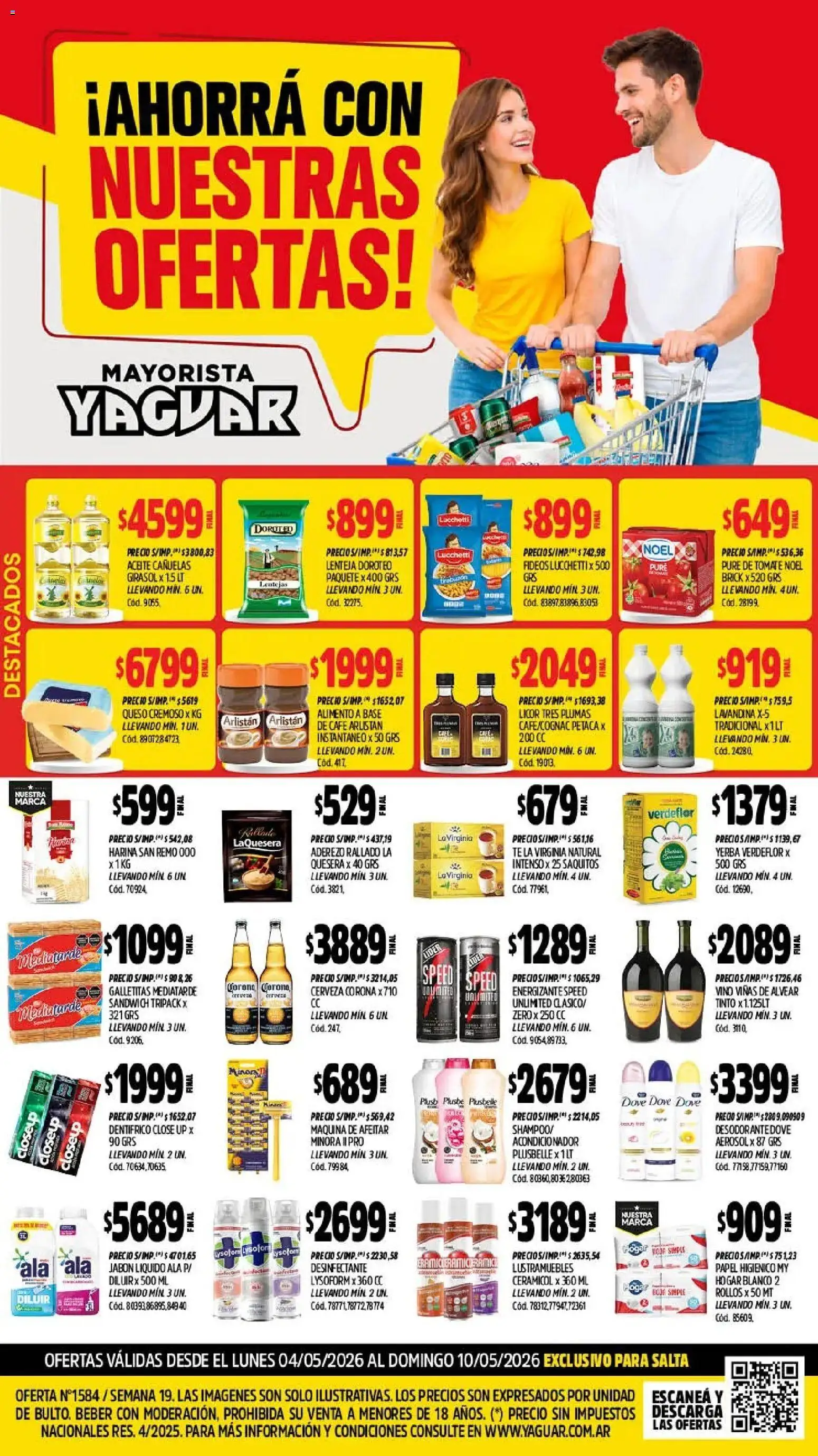 Vista previa del folleto de la tienda Yaguar válido desde el 04/05/2026 - Café, Té, Cerveza, Yerba, Tomate, Harina, Papel higiénico, Maquina de afeitar