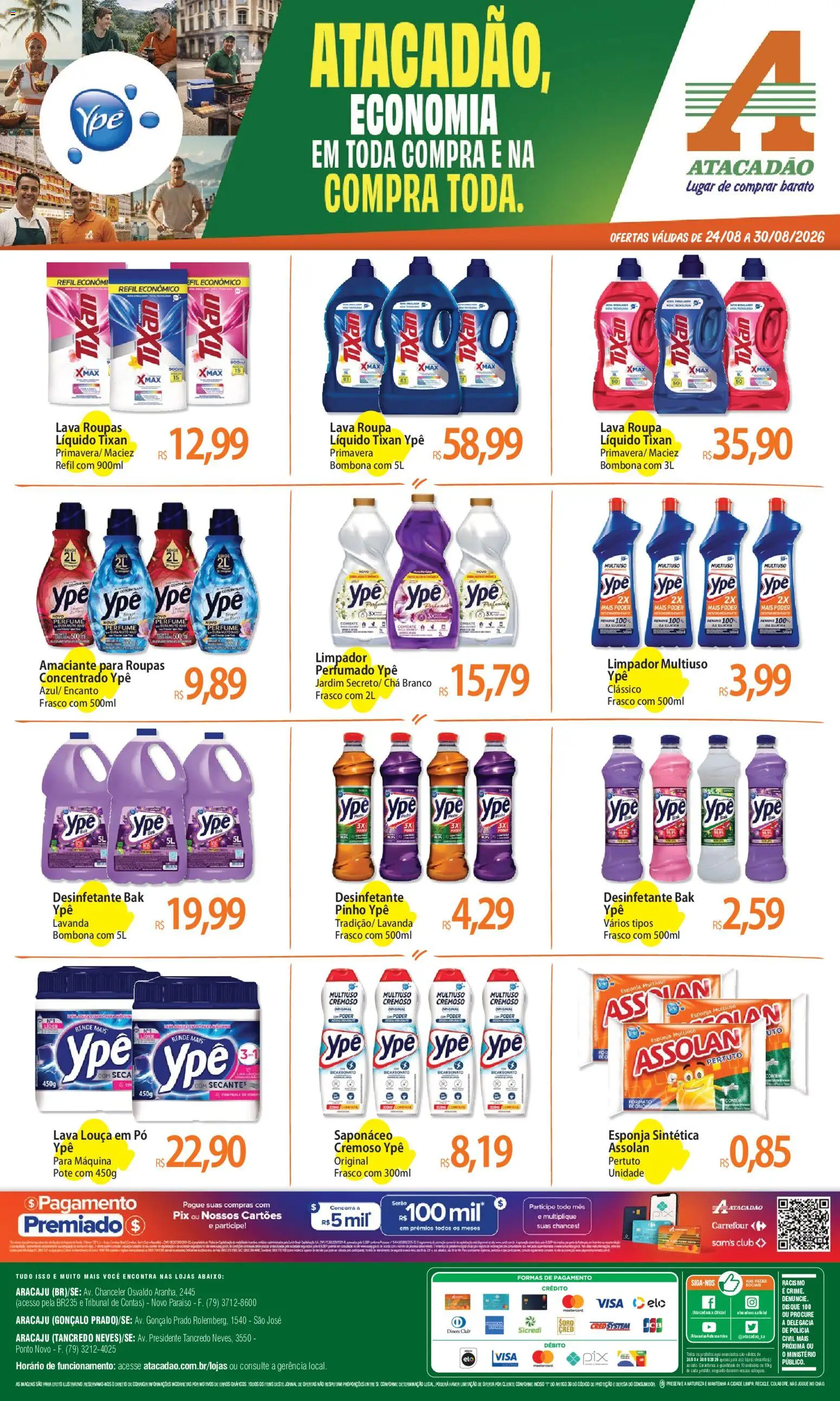 Pré-Visualização do folheto "Atacadão ofertas - SE" da loja Atacadão válido a partir de 24/08/2026 - Perfume, Roupas, Desinfetante, Amaciante, Pó, Esponja, Chá branco, Limpador multiuso