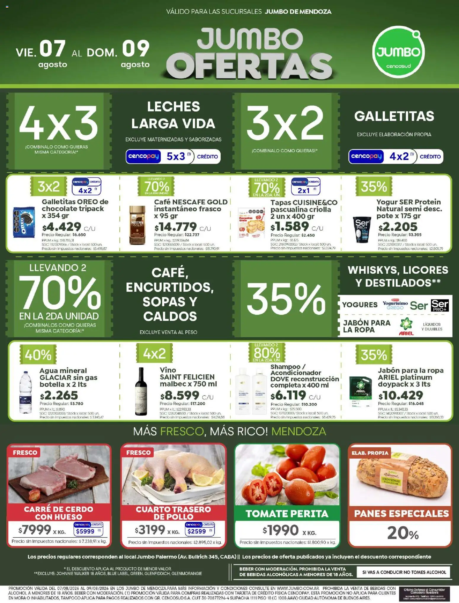 Vista previa del folleto de la tienda Jumbo válido desde el 07/08/2026 - Ropa, Chocolate, Agua, Pollo, Vino, Alcohol, Cerdo, Yogur