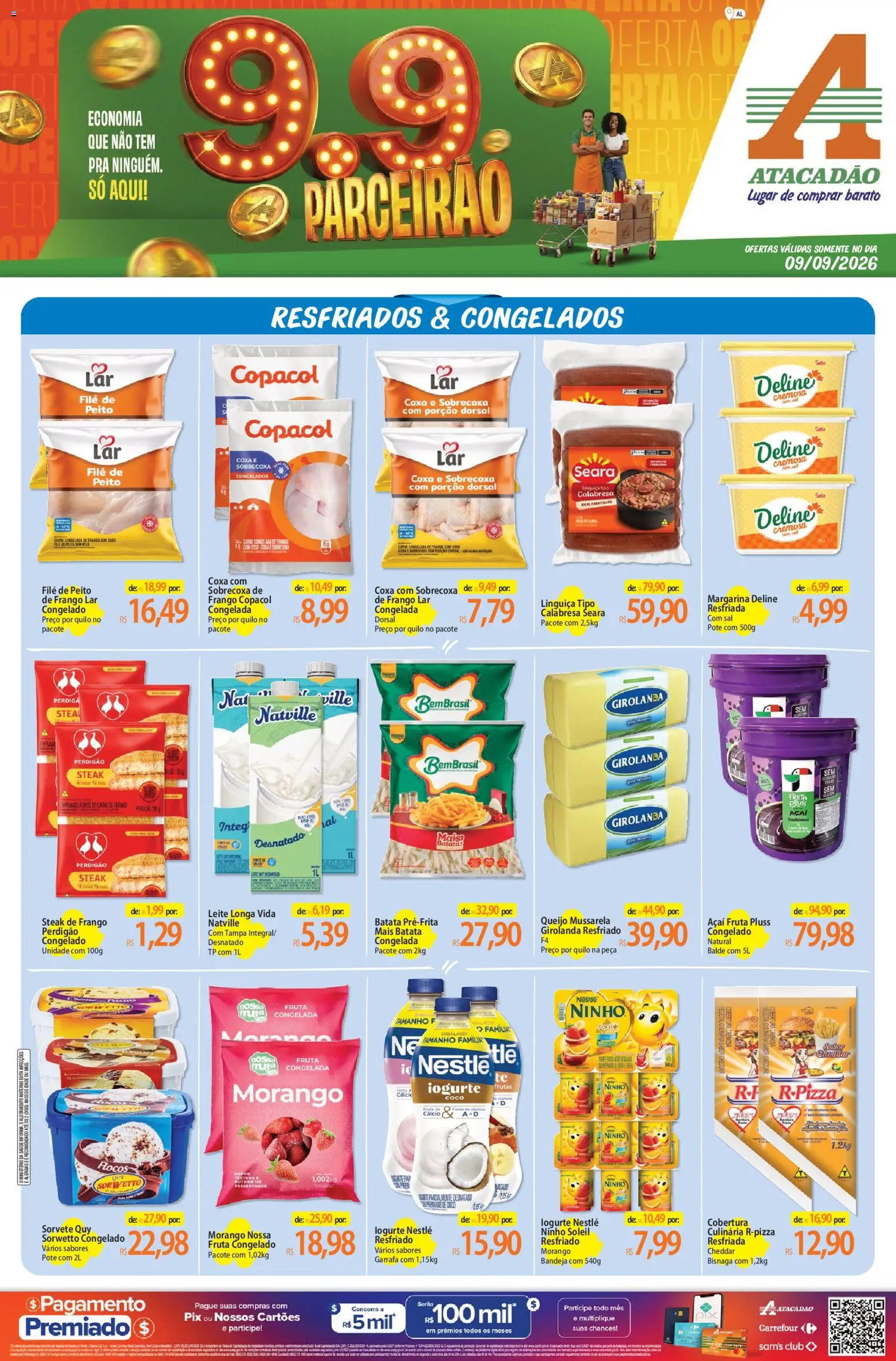 Pré-Visualização do folheto "Atacadão ofertas - AL" da loja Atacadão válido a partir de 09/09/2026 - Açaí, Coco, Frutas, Queijo, Batata, Frango, Cheddar, Steak