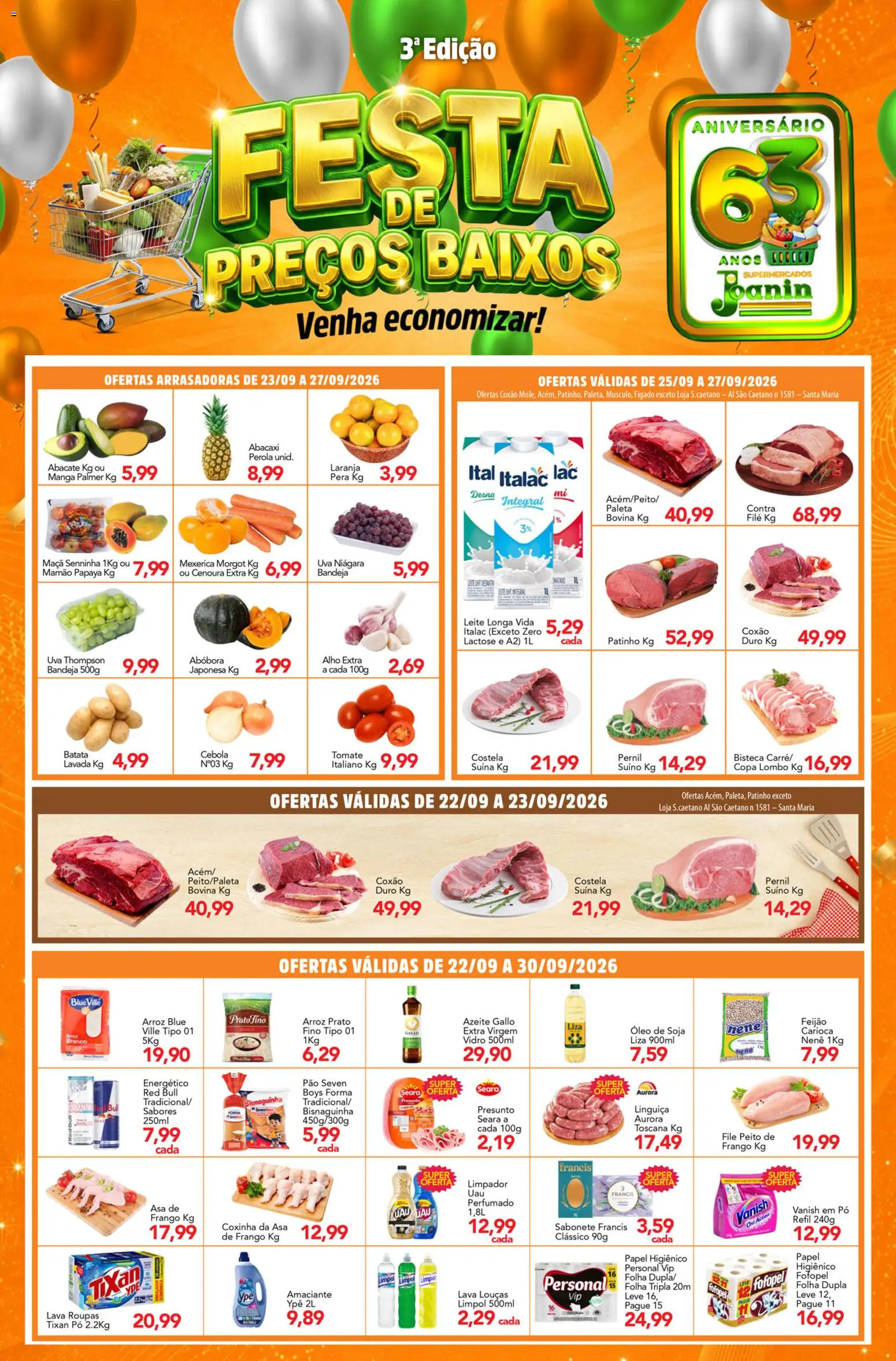 Pré-Visualização do folheto "Supermercados Joanin - Ofertas da semana" da loja Supermercados Joanin válido a partir de 22/09/2026 - Roupas, Pão, Copa, Azeite, Pera, Vanish, Cebola, Pó