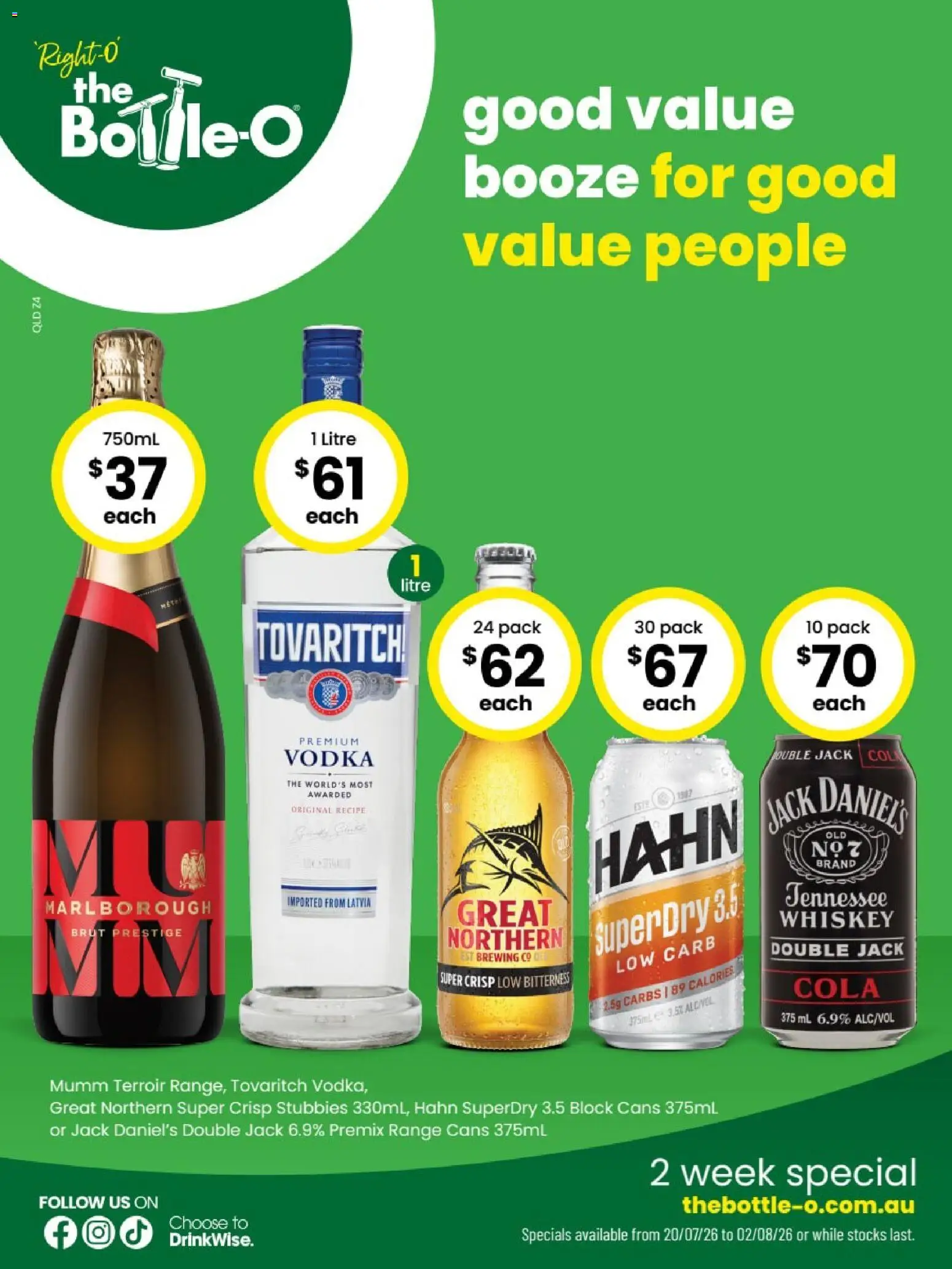 Preview of catalogue The Bottle-O catalogue ARCADIA from shop The Bottle-O valid 20/07/2026 - Vodka, Whiskey, Jack Daniel’s
