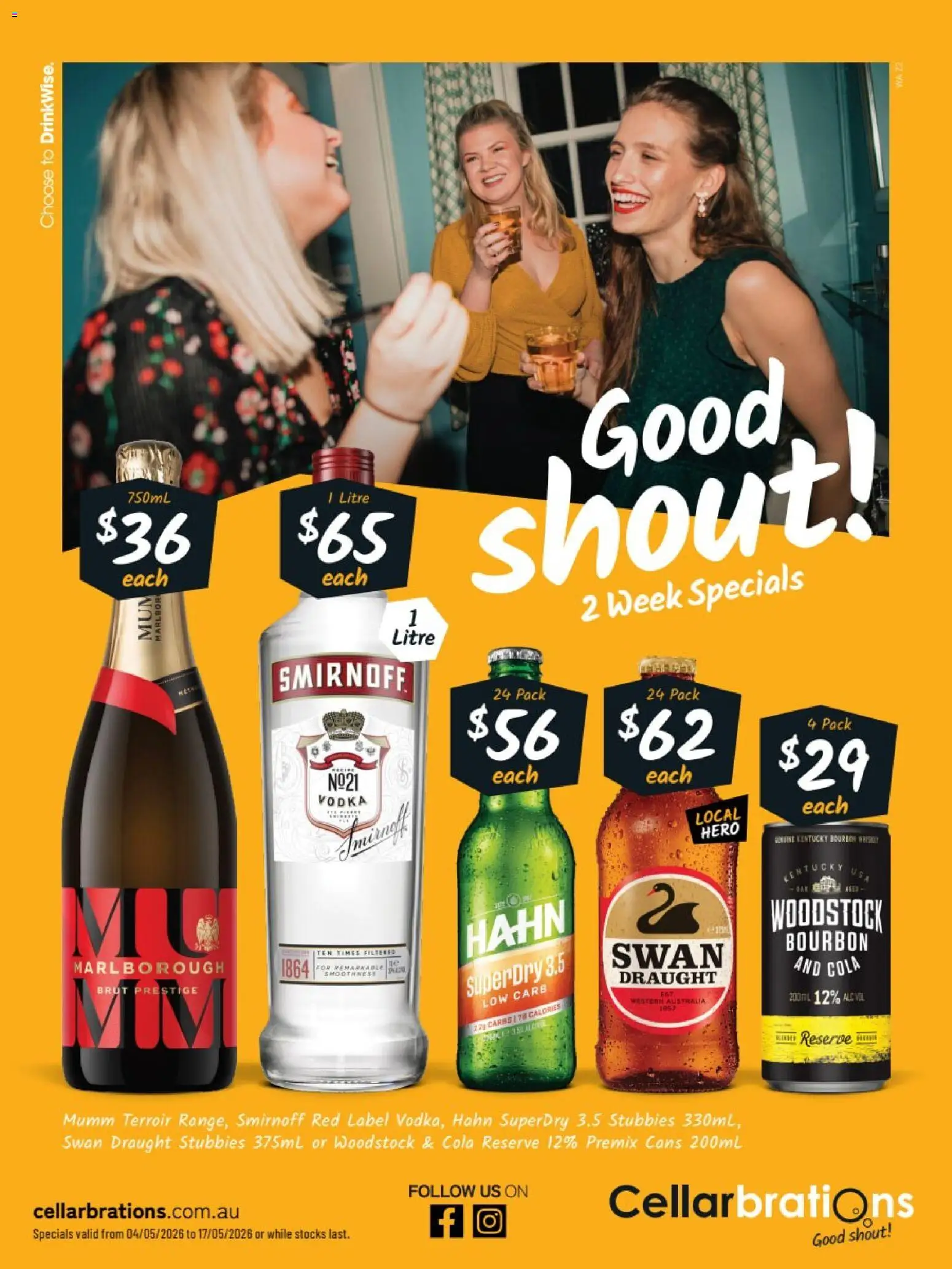 Preview of catalogue Cellarbrations catalogue WA CEDUNA from shop Cellarbrations valid 04/05/2026 - Bourbon, Vodka
