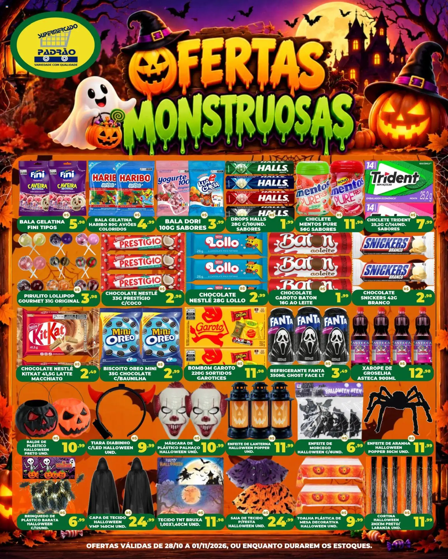 Pré-Visualização do folheto "Supermercado Padrão ofertas Halloween" da loja Supermercado Padrão válido a partir de 28/10/2026