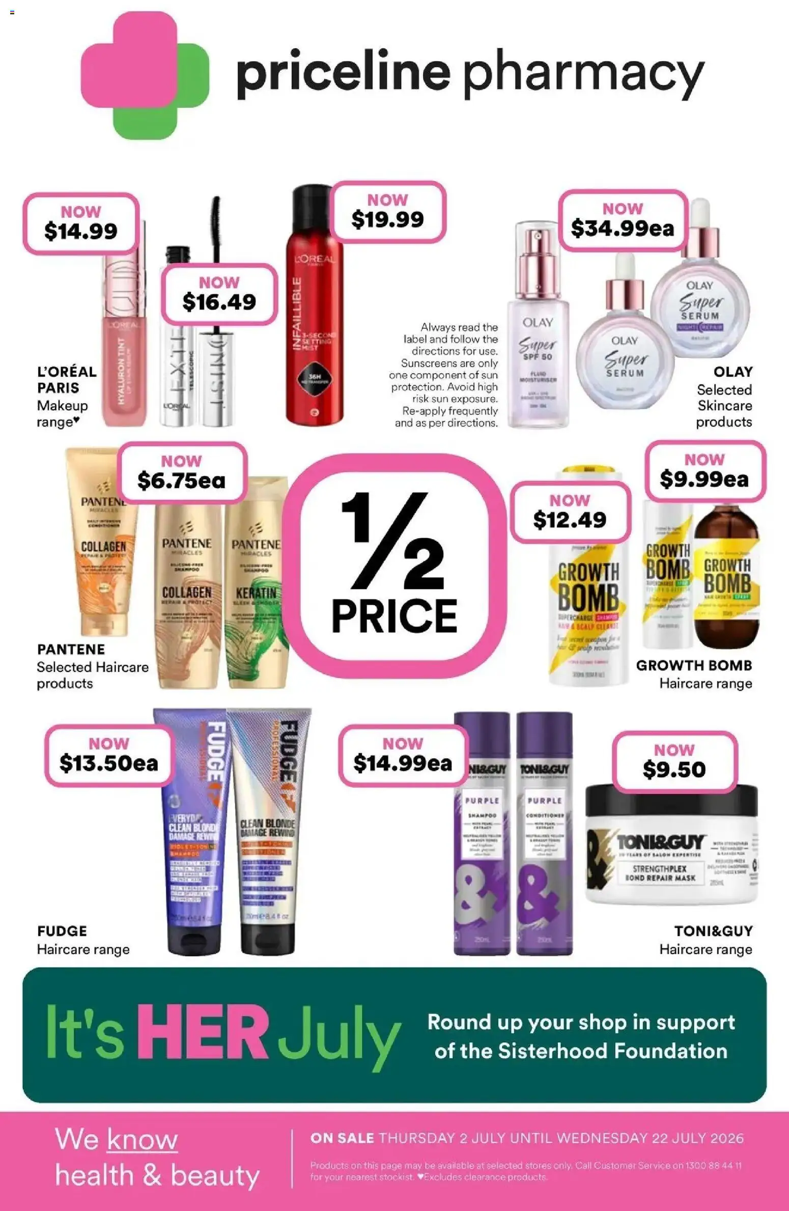 Preview of catalogue Priceline Pharmacy catalogue Hurstville from shop Priceline Pharmacy valid 01/07/2026 - Shampoo, Conditioner, Mask, Makeup, Foundation, Collagen