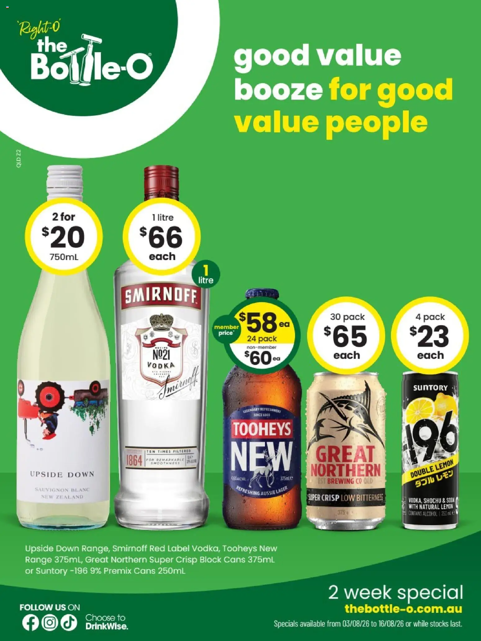 Preview of catalogue The Bottle-O catalogue BUNDABERG from shop The Bottle-O valid 03/08/2026 - Alcohol, Vodka, Lemon