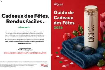 Un aperçu du dépliant Staples circulaire - Guide des cadeaux des Fêtes du magasin Staples est valide à partir 10 sept. 2026