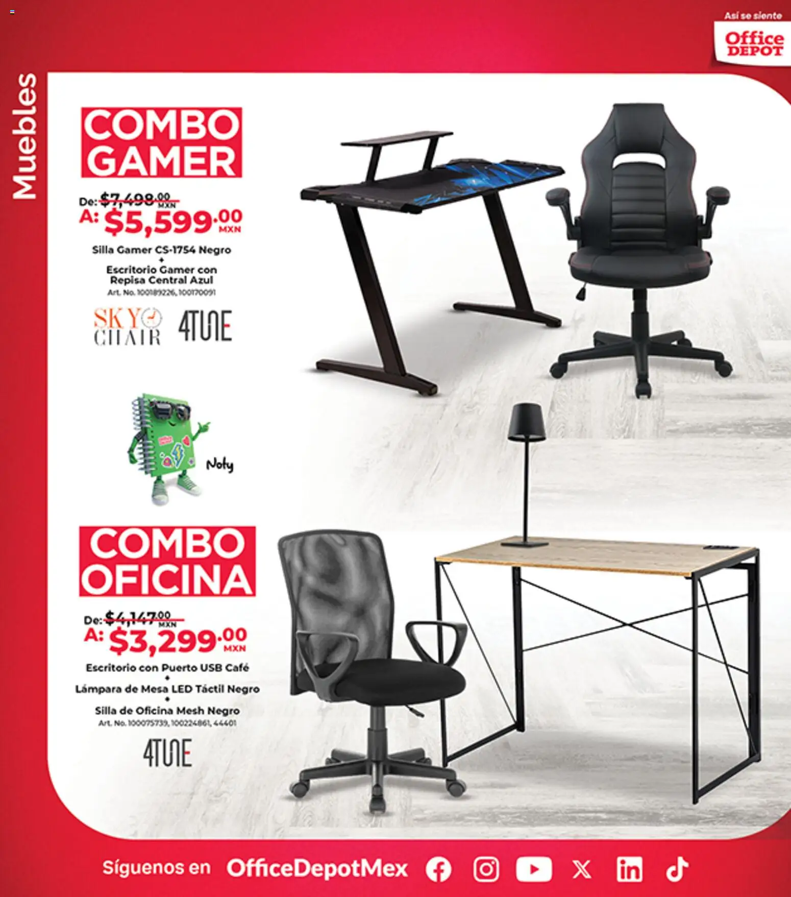 Vista previa las ofertas de la tienda Office Depot - Office Depot catálogo desde el 01/04/2026 - Café, Silla, Silla gamer, Lámpara, Mesa, Repisa, Usb, Silla de oficina