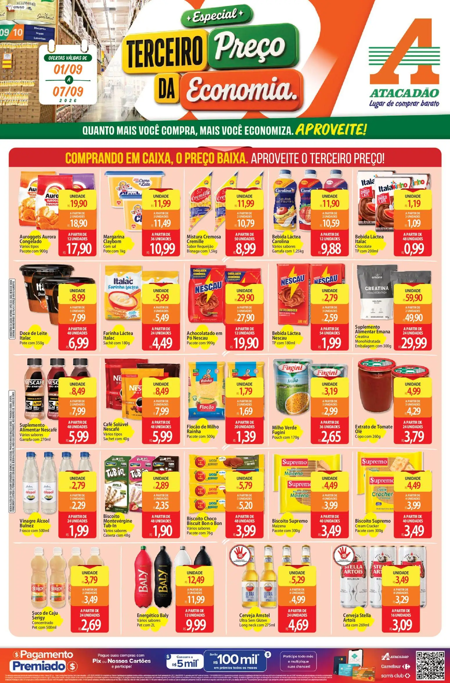 Pré-Visualização do folheto "Atacadão ofertas - GO" da loja Atacadão válido a partir de 01/09/2026 - Chocolate, Frutas, Biscoito, Leite, Tomate, Creme, Salada, Farinha