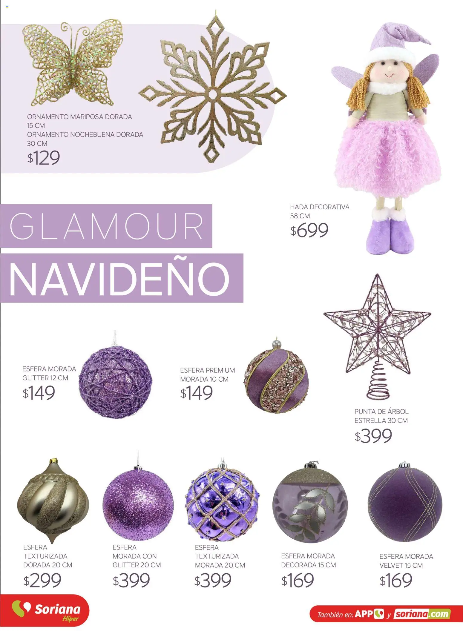 Vista previa las ofertas de la tienda Soriana - Soriana Híper - Decoracion Navideña desde el 30/09/2026 - Glitter