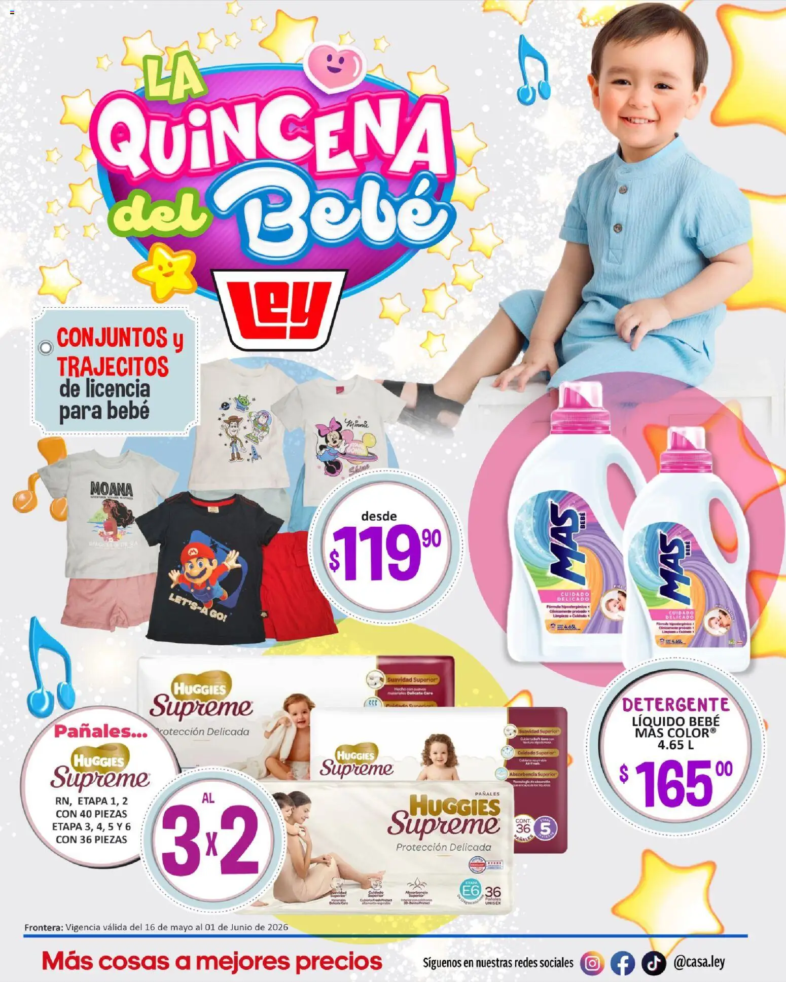 Vista previa las ofertas de la tienda Casa Ley - Casa Ley folleto La Quincena del Bebé frontera desde el 16/05/2026 - Pañales, Detergente