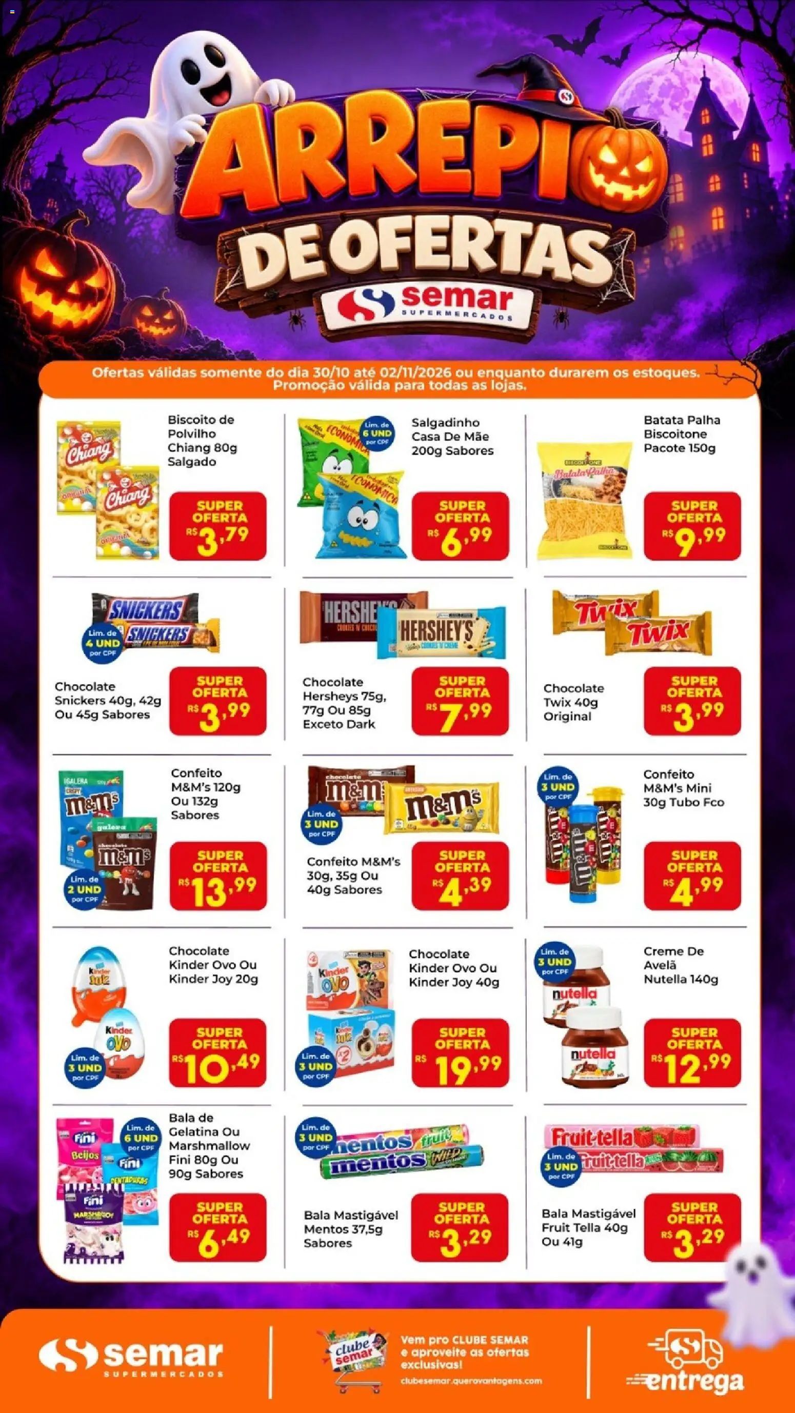 Pré-Visualização do folheto "Semar Supermercado ofertas Halloween" da loja Semar Supermercado válido a partir de 30/10/2026
