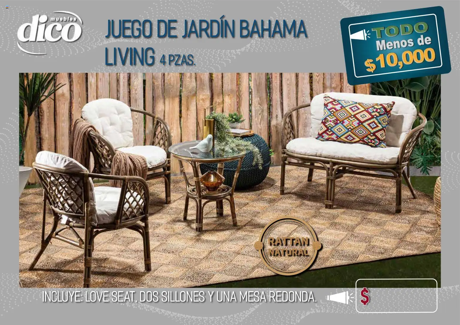 Vista previa las ofertas de la tienda Muebles Dico - Muebles Dico catálogo Todo menos de 10000 Pacifico desde el 09/04/2026 - Juego, Mesa, Juego de jardín