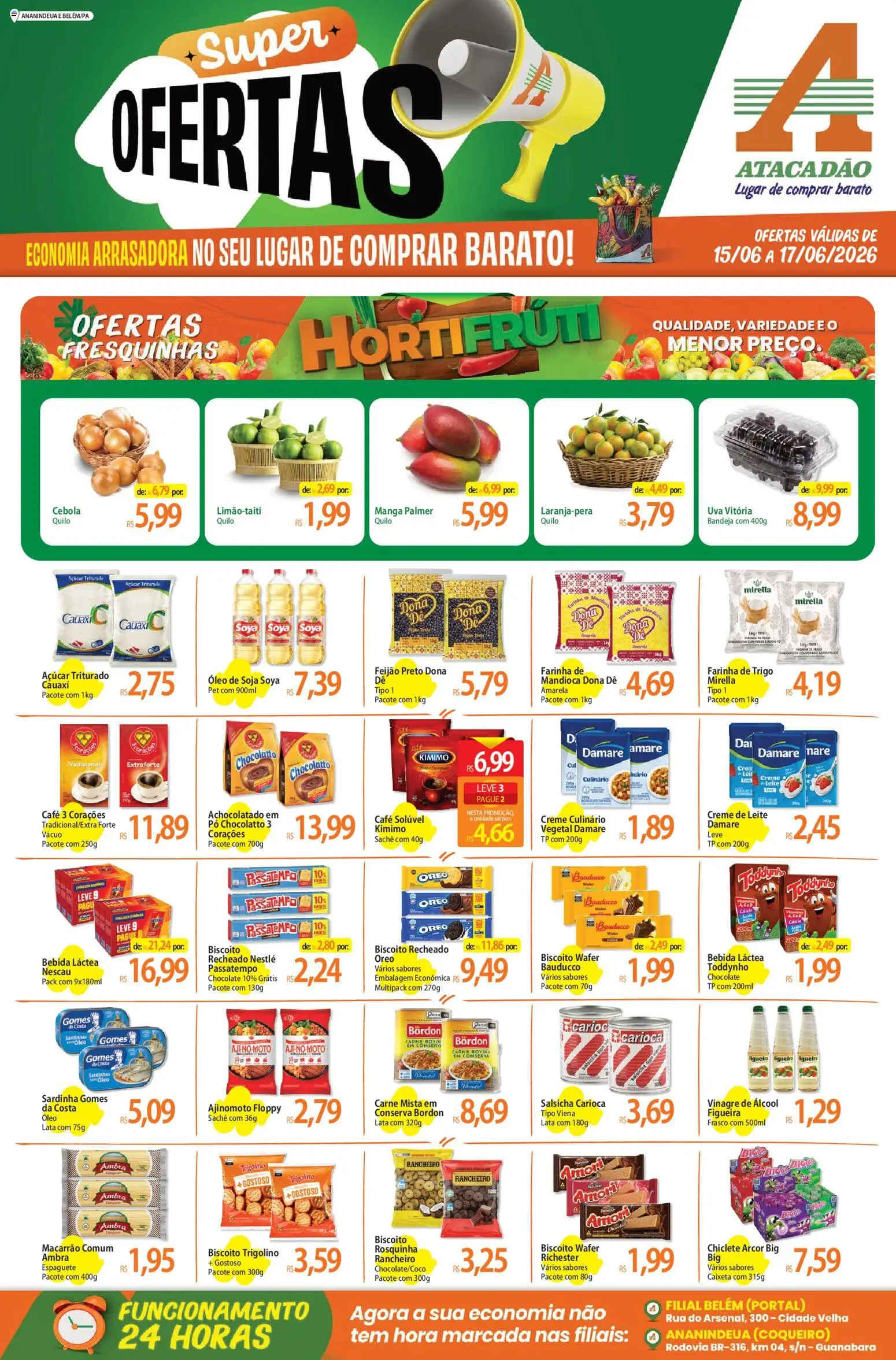 Pré-Visualização do folheto "Atacadão ofertas - PA" da loja Atacadão válido a partir de 15/06/2026 - Café, Açúcar, Nescau, Sardinha, Farinha, Farinha de mandioca, Vinagre, Achocolatado