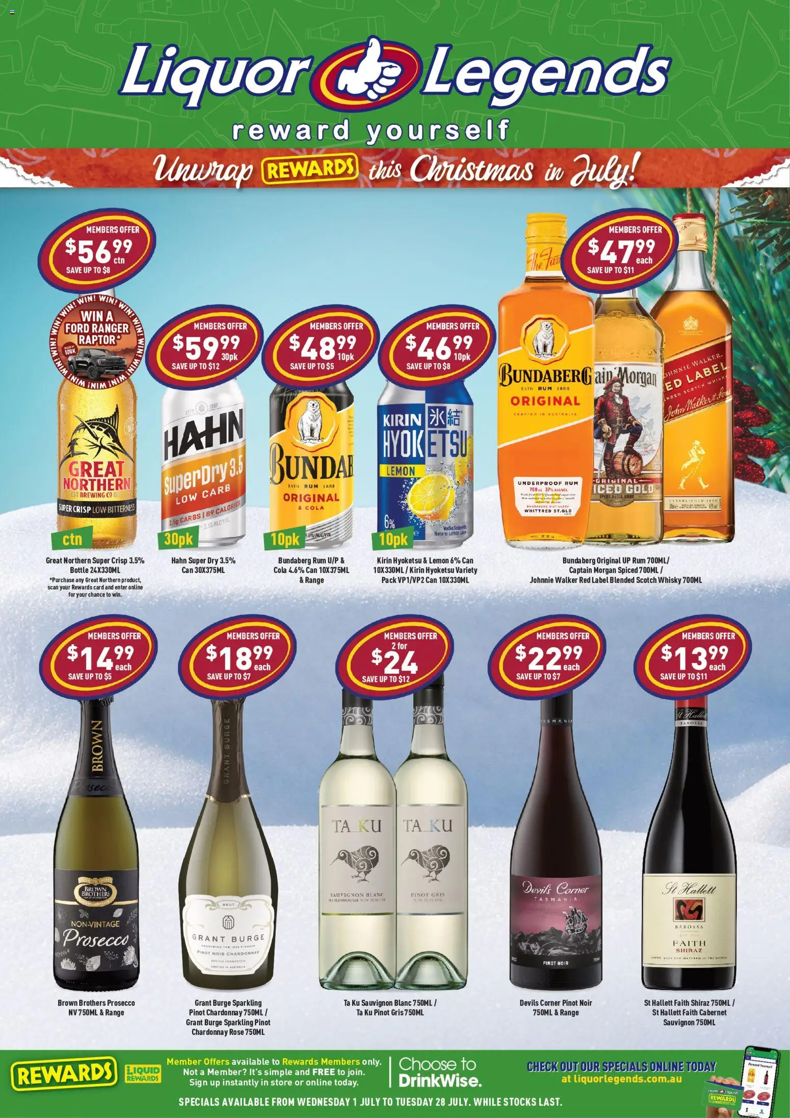 Preview of catalogue Liquor Legends catalogue Deception Bay from shop Liquor Legends valid 01/07/2026 - Scotch whisky, Prosecco, Vodka, Rum, Captain Morgan, Lemon, Scotch