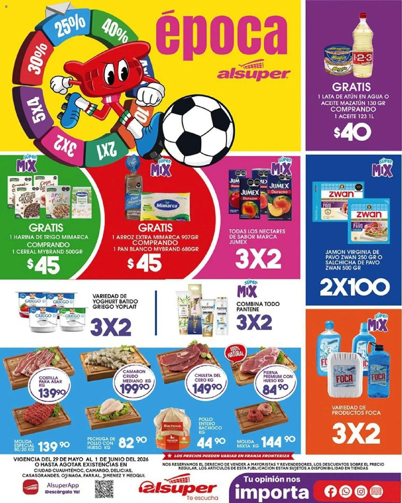 Vista previa las ofertas de la tienda Alsuper - Alsuper folleto Casas Grandes desde el 29/05/2026 - Té, Pan, Pavo, Atún, Harina, Sobre, Salchicha, Chuleta