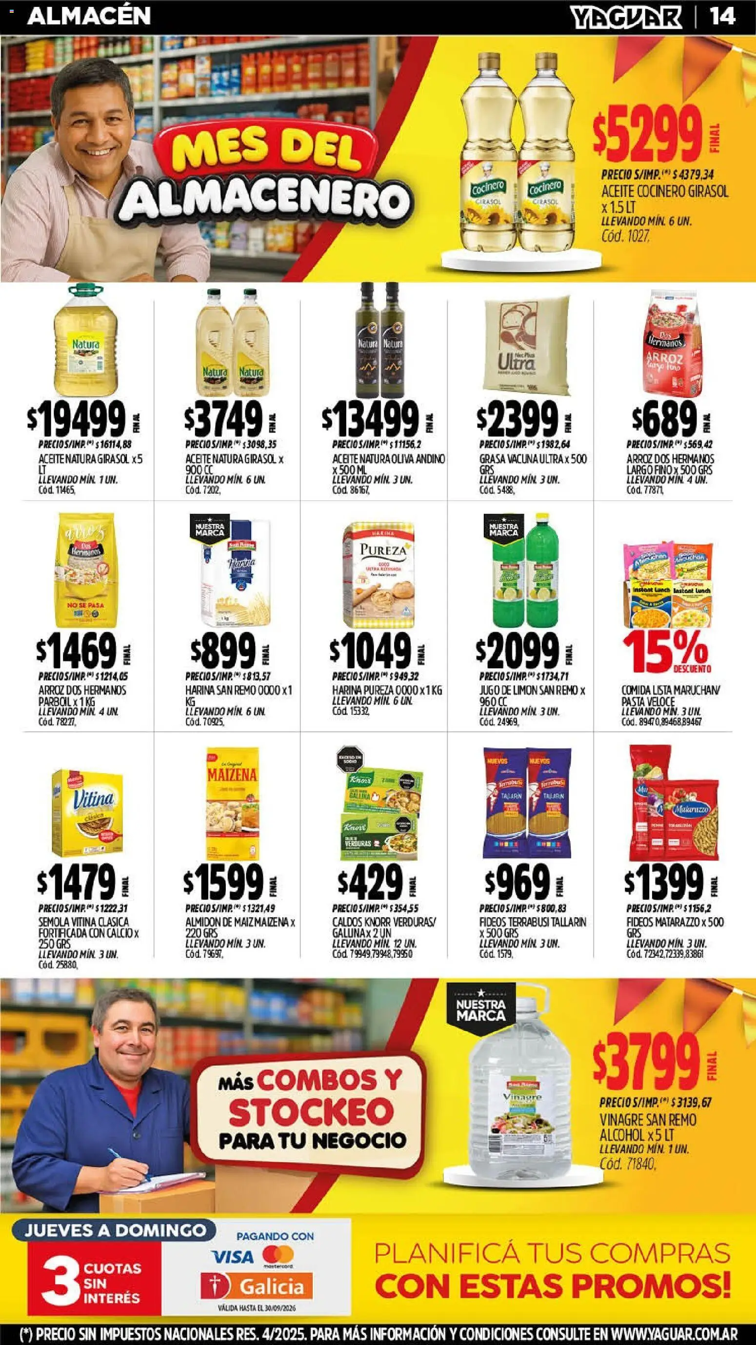 Vista previa del folleto de la tienda Yaguar válido desde el 07/09/2026 - Arroz, Limón, Fideos, Oliva, Vinagre, Jugo, Sémola, Jugo de limón