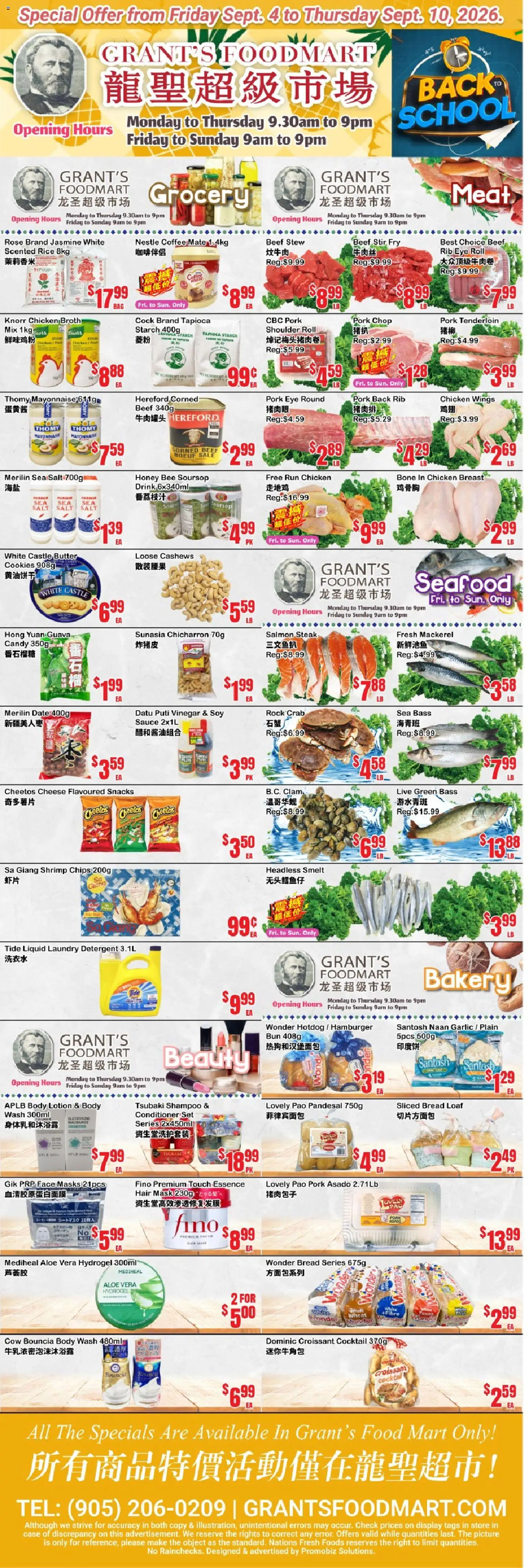 Preview of leaflet Oceans weekly flyer - Grant’s Foodmart from shop Oceans is valid from Sep 04, 2026