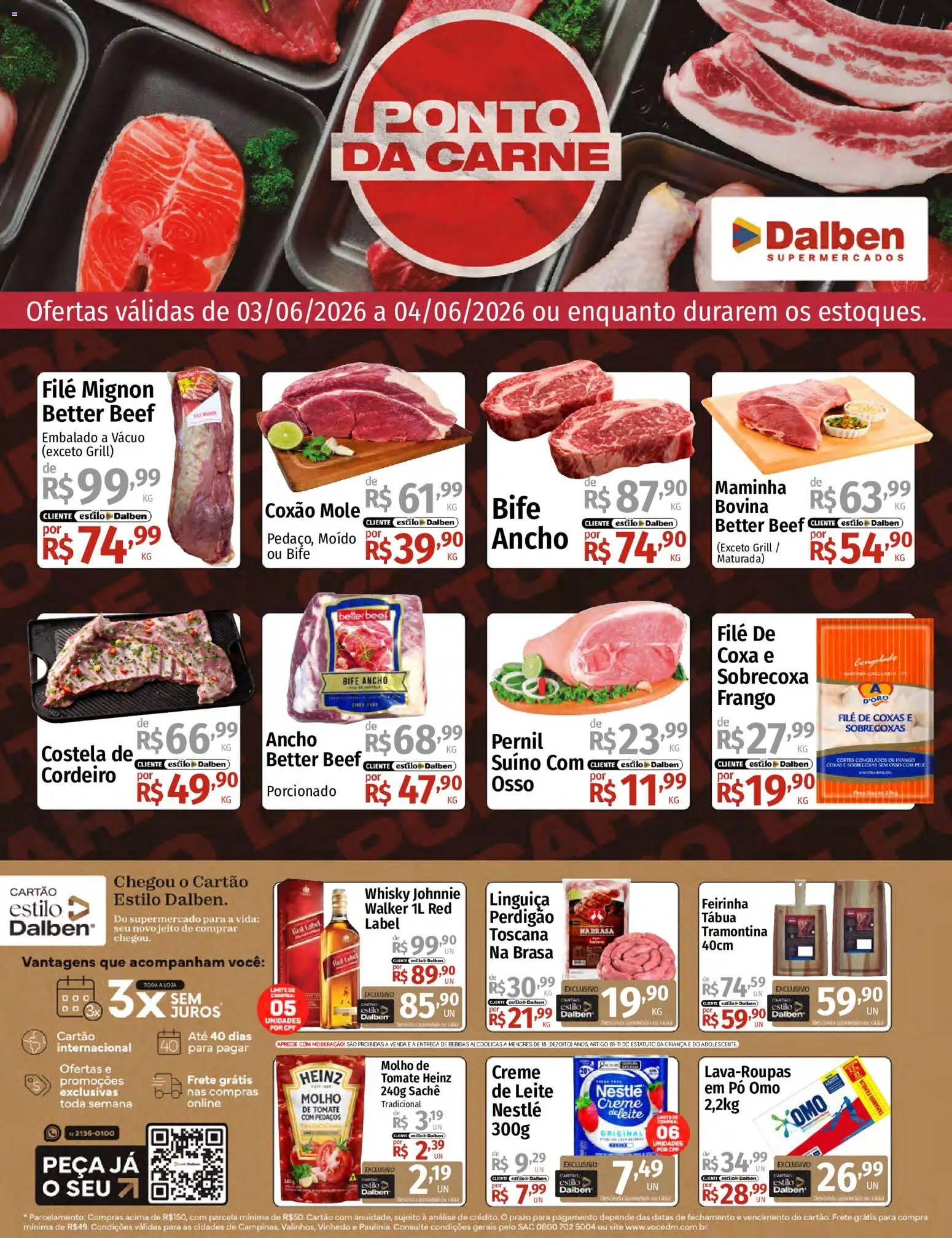 Pré-Visualização do folheto "Supermercado Dalben - Ofertas da semana" da loja Supermercado Dalben válido a partir de 03/06/2026 - Carne, Grill, Pó, Linguiça, Pernil, Filé mignon, Tábua, Coxão mole
