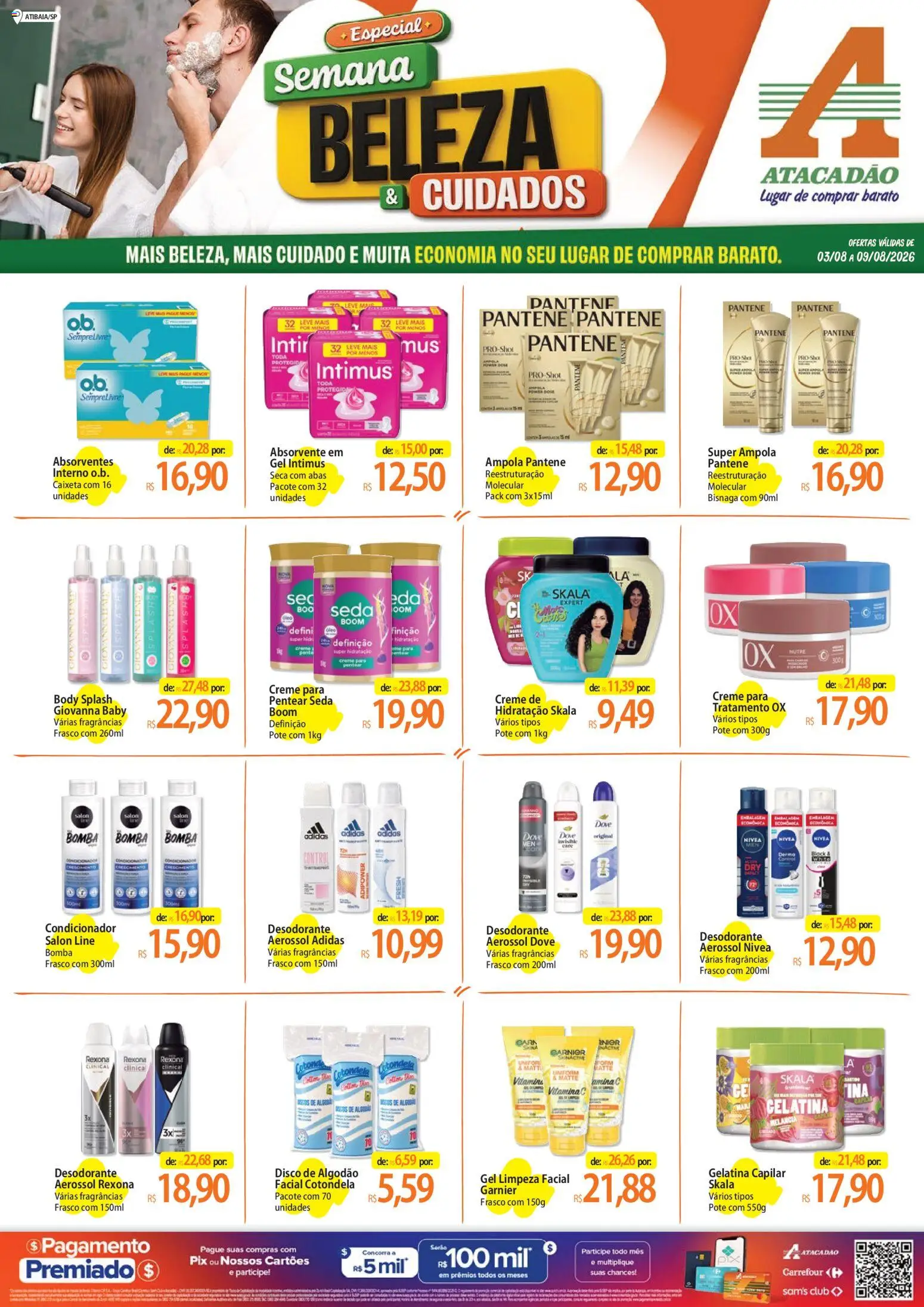 Pré-Visualização do folheto "Atacadão ofertas - SP" da loja Atacadão válido a partir de 03/08/2026 - Vitamina c, Absorvente, Desodorante, Creme, Gelatina, Rexona, Dove, Algodão